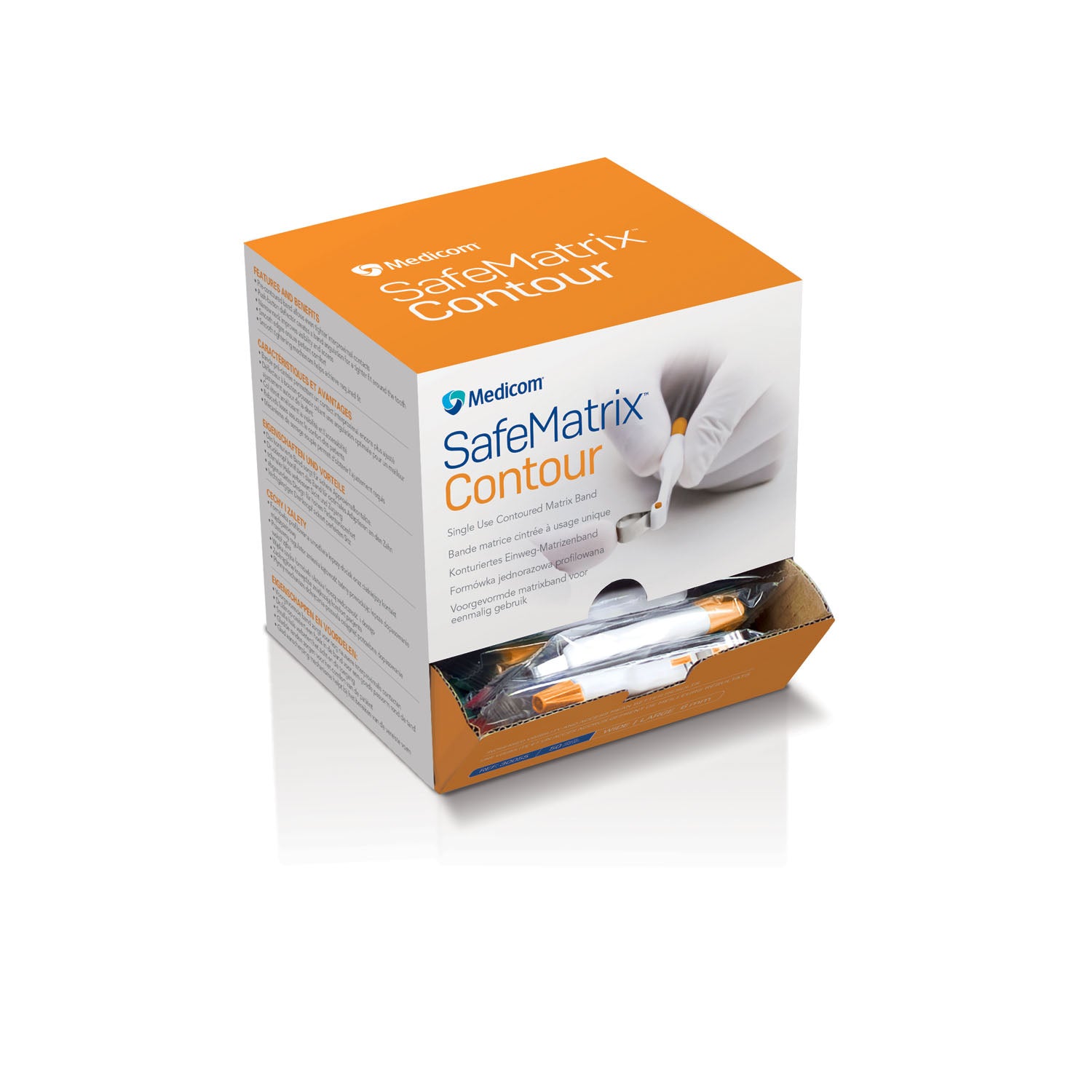 30055 - Medicom, Inc. - Matrix Band, Disposable, Contour Wide, 6mm, Orange, 50 bands/bx    , bx