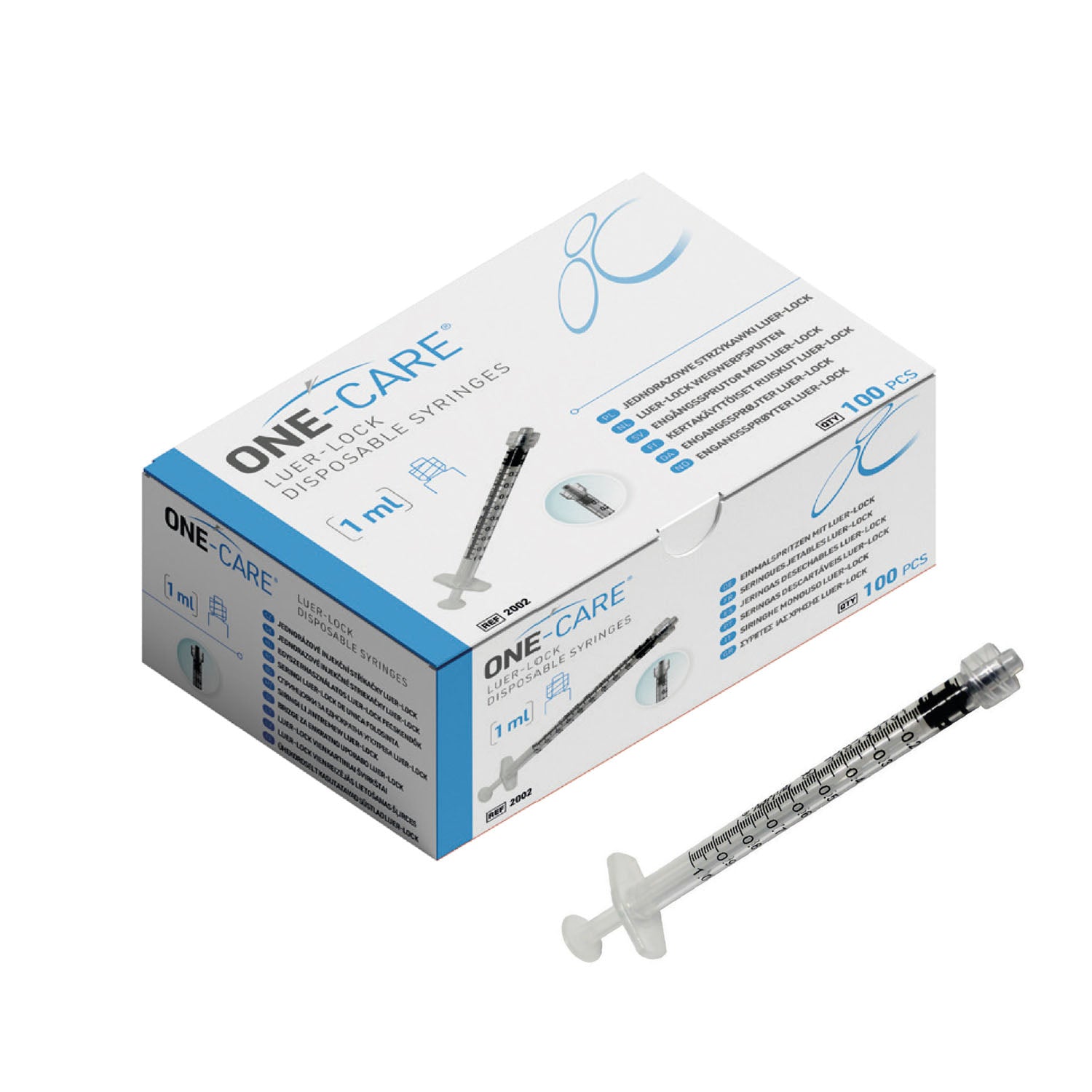 2002 - MediVena - Jeringas Luer-Lock, 1 ml, 3 partes, 100/caja