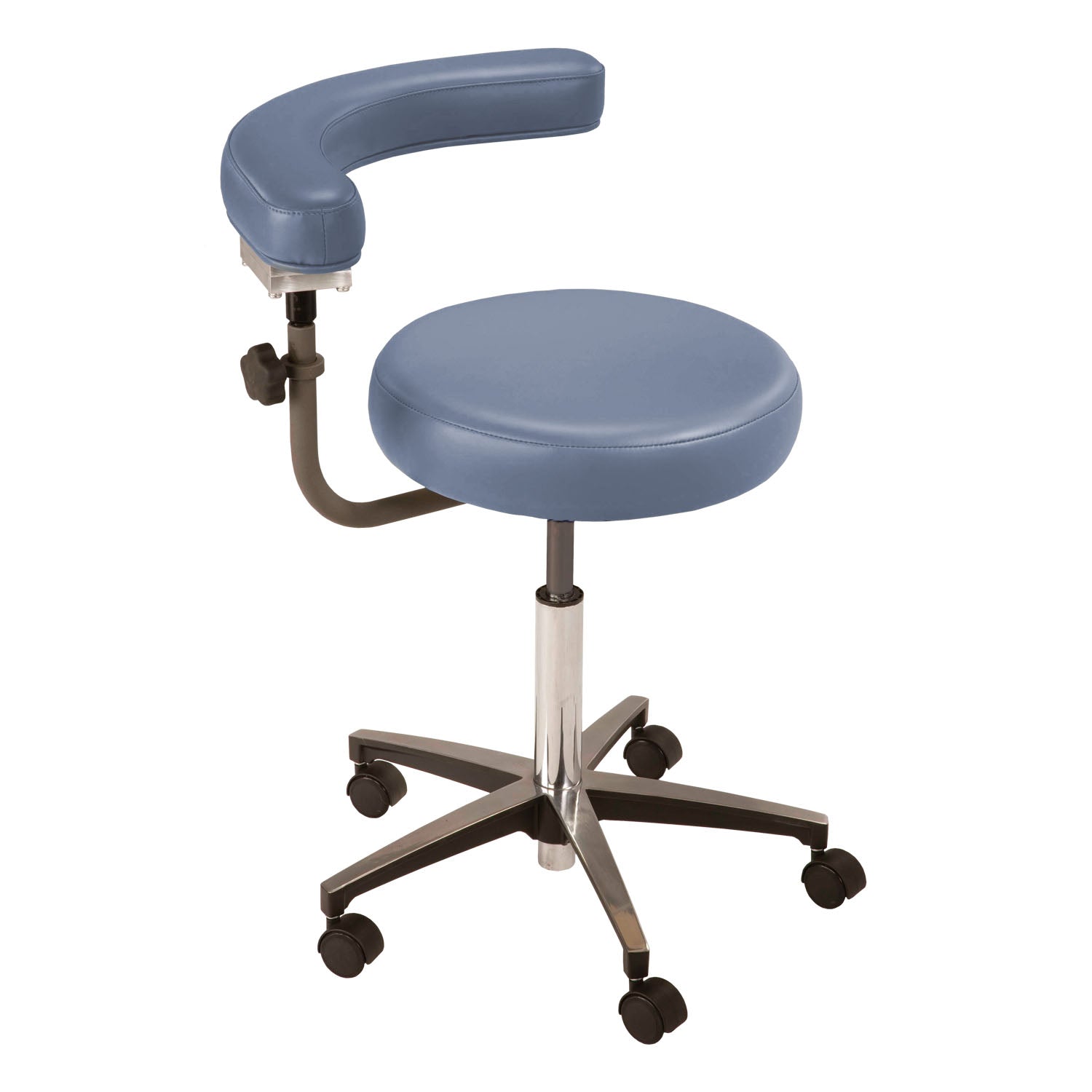 324-00-215 - MTI - Medical Technology Industries, Inc. - 氣動手動操作凳，鍍鉻底座帶身體支撐，高級灰褐色（僅限代發貨）（美國大陸和加拿大），每個