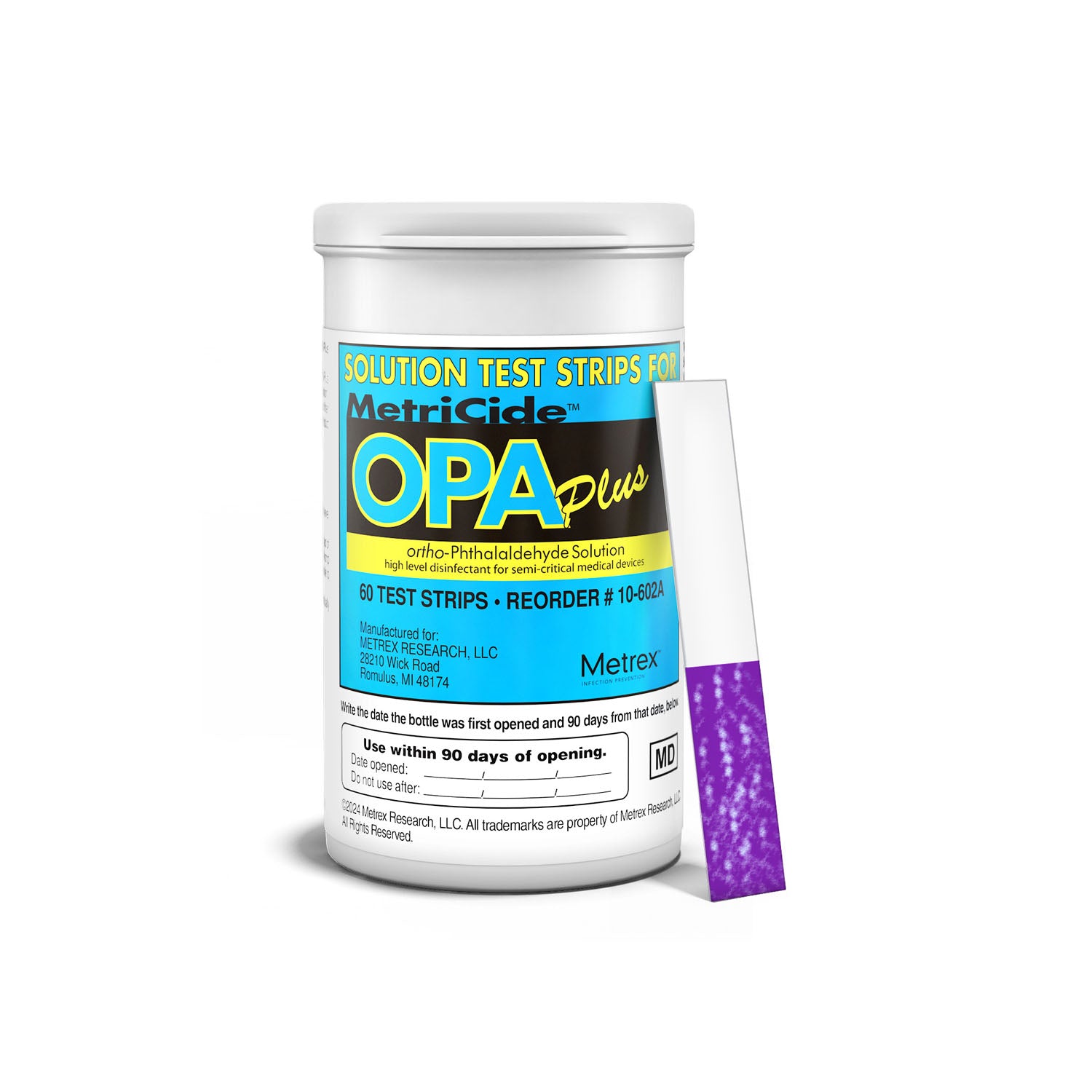 10-602A - Metrex Research Corporation - Test Strips OPA Solution, 60/btl, 2 btl/cs (US Only)    , cs
