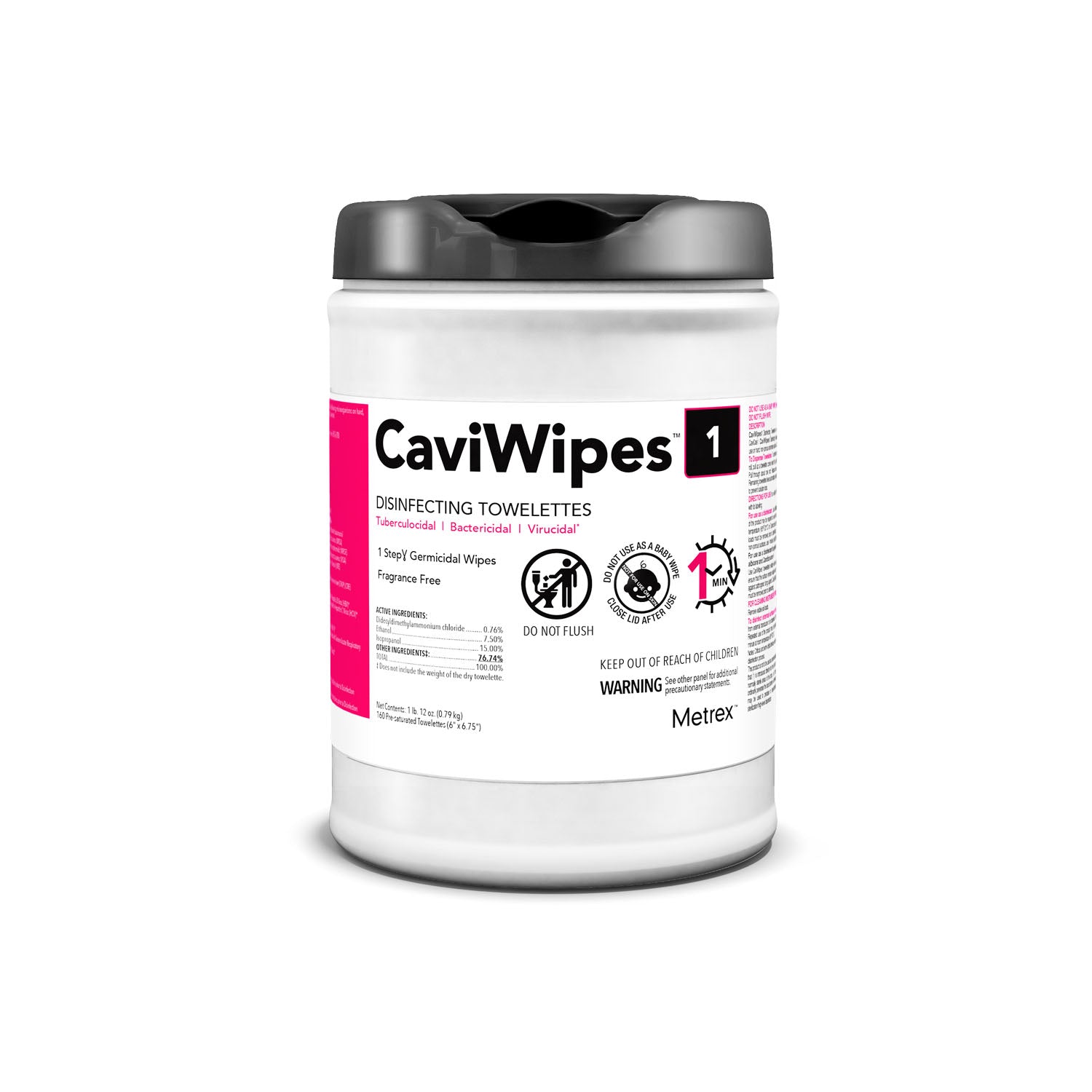 13-5100 - Metrex Research Corporation - CaviWipes1™, 6" x 6¾", 160 ct/can, 12 can/cs (40 cs/plt) (091258) (US Only)    , cs