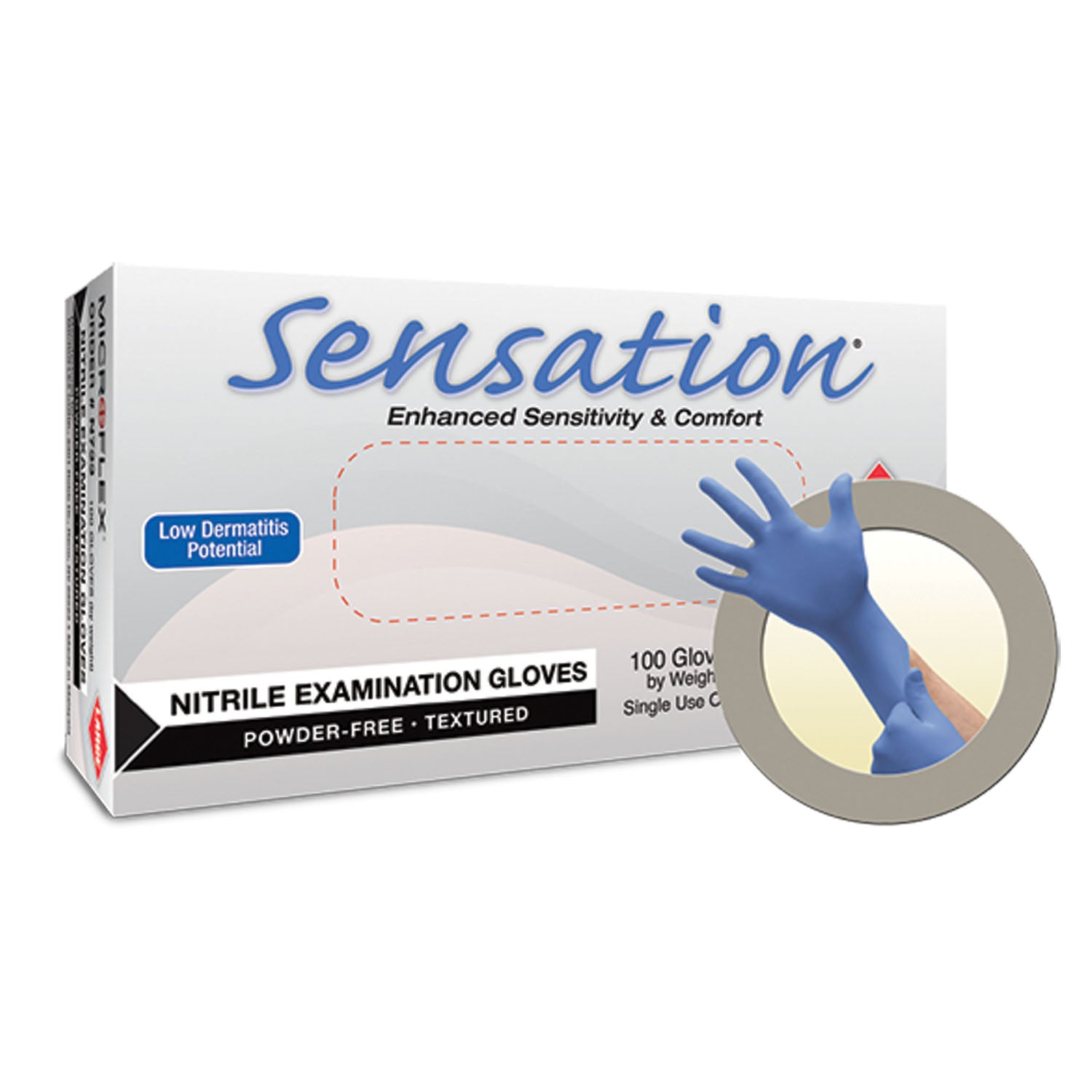 N732 - Ansell - Exam Gloves, PF Nitrile, Textured Fingers, Blue, Medium, 100/bx, 10 bx/cs (US Only)    , cs