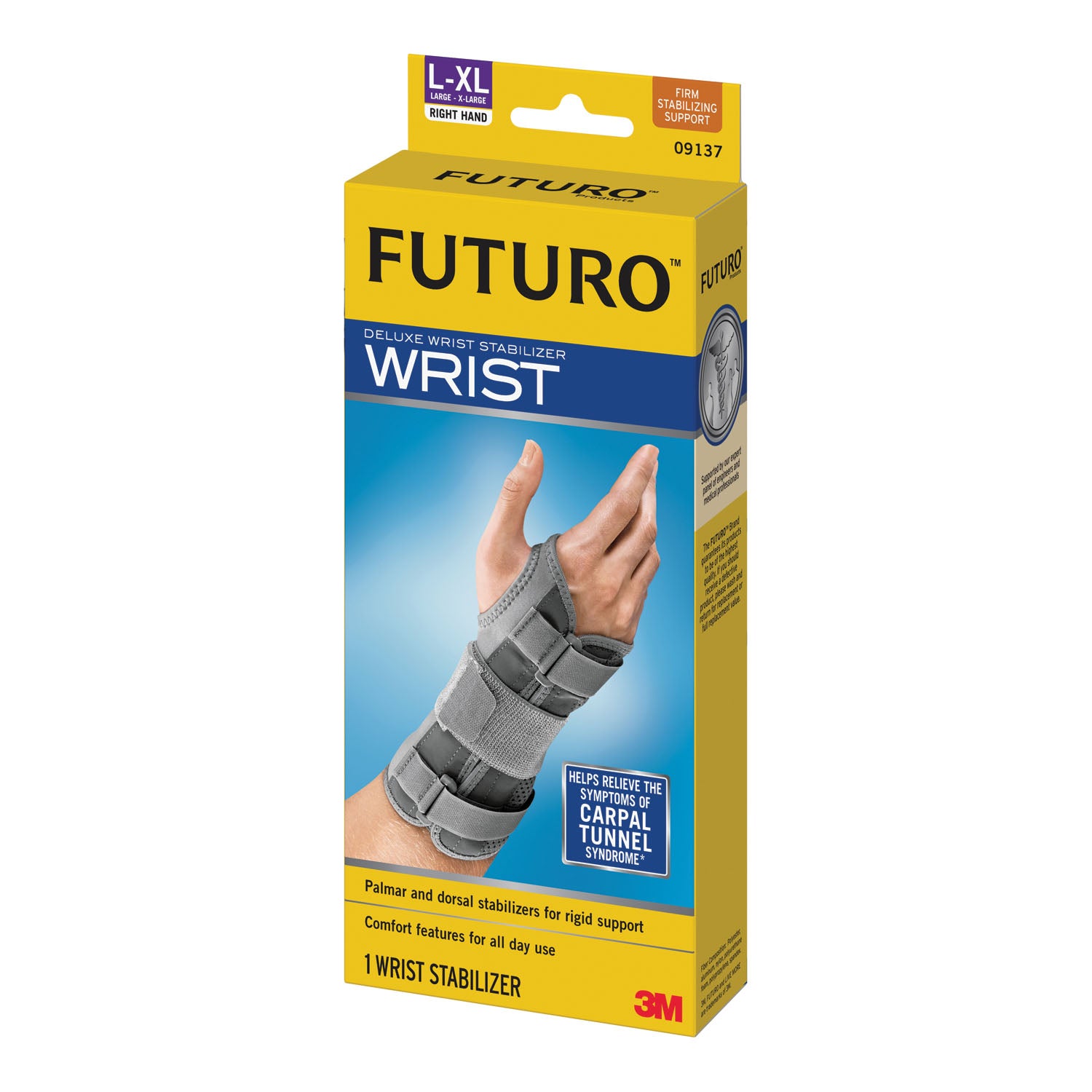 09137ENT - 3M Personal Safety Division - Wrist Stabilizer, Right Hand, Large/ X-Large, 3/pk, 4 pk/cs (Continental US+HI Only)    , cs