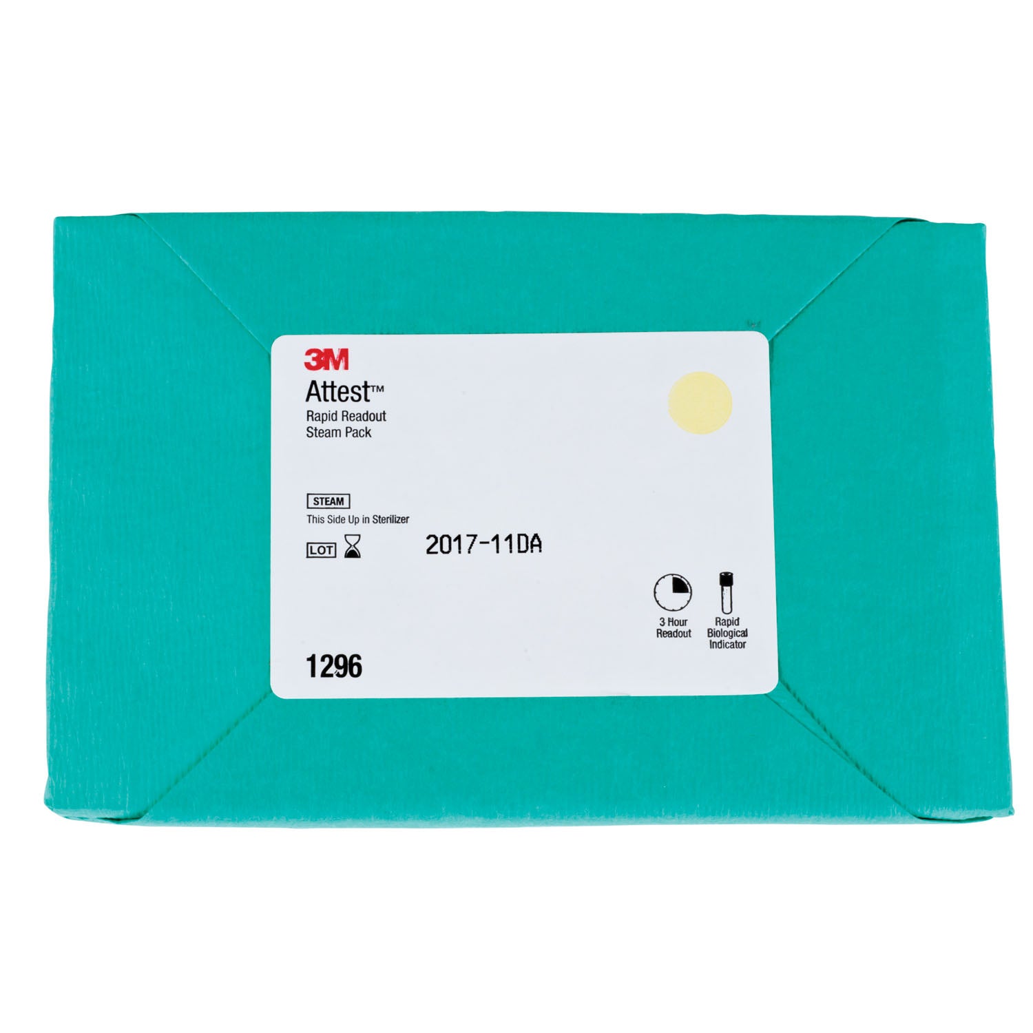 1296 - Solventum Corporation - Test Pack for Steam 250°F/ 121°C Gravity or 270°F/ 132°C Vacuum Assisted Sterilizers, Includes 25 Test Packs & 25 Controls, 3 Hour Readout, Brown Cap, 25/cs (84 cs/plt) (Continental US+HI Only)    , cs