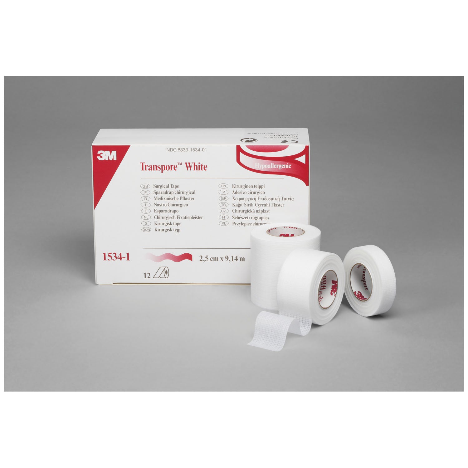 1534-1 - Solventum Corporation - White Dressing Tape, 1" x 10 yds, 12/bx, 10 bx/cs (Continental US+HI Only)    , cs