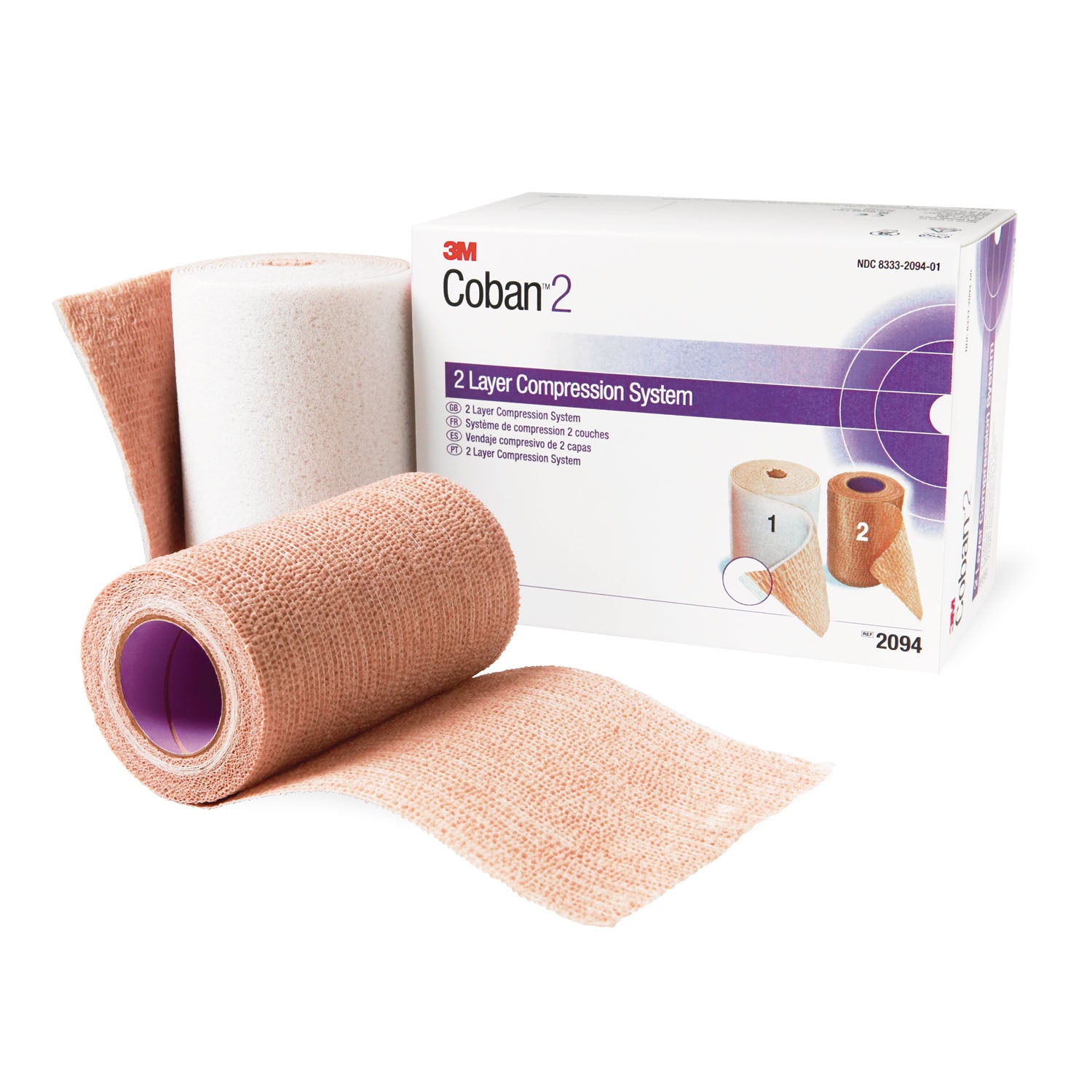 2094N - Solventum Corporation - Compression System Includes: Roll 1 Comfort Layer 4" x 2.9 yds, Unstretched, Roll 2 Compression Layer 4" x 5.1 yds, Fully Stretched, 1/bx, 8 bx/cs (Continental US+HI Only) (Item on Manufacturer Backorder - Inventory Limite
