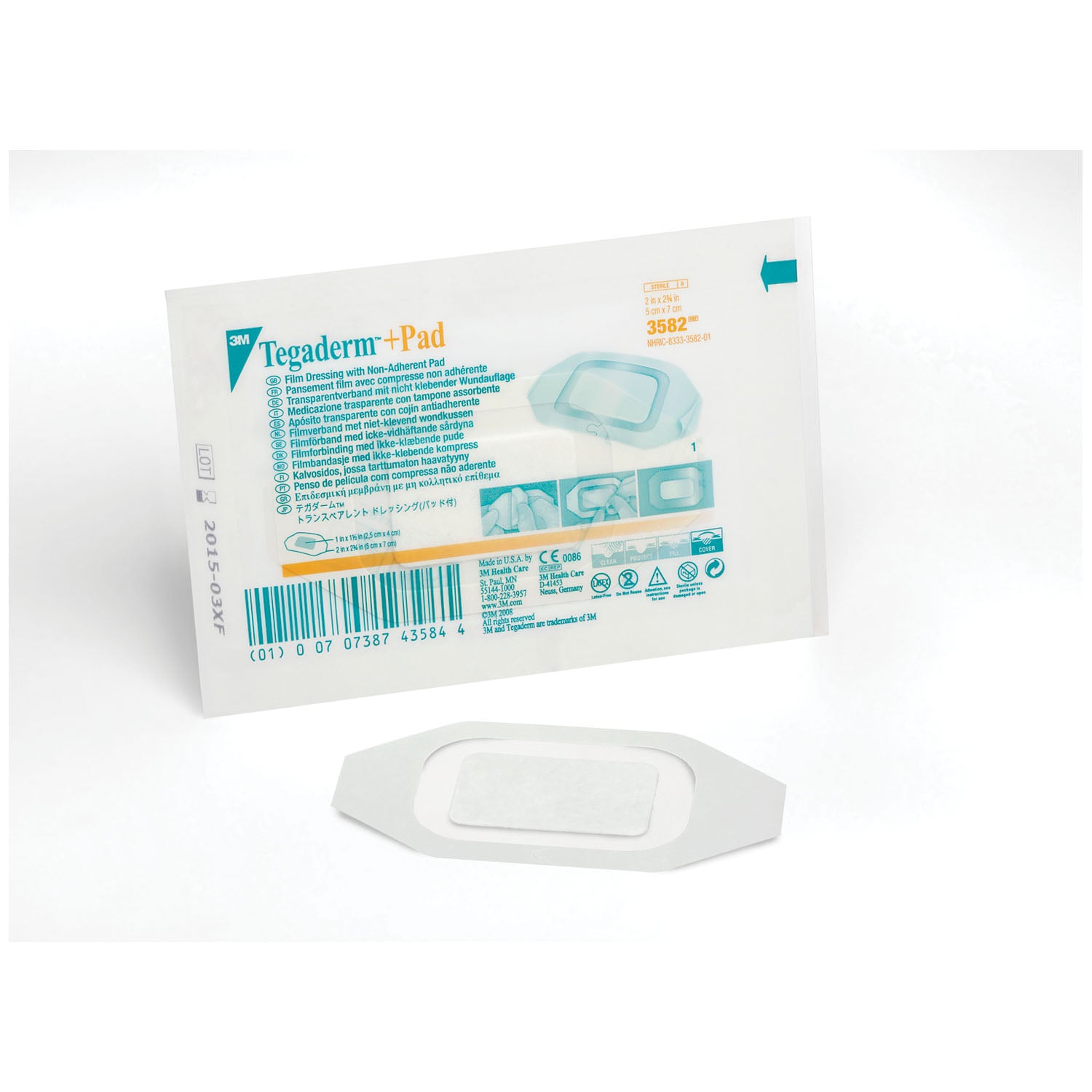 3582 - Solventum Corporation - 透明敷料，2英寸 x 2¾英寸，墊片尺寸1英寸 x 1½英寸，50片/盒，4盒/箱（僅限美國大陸及夏威夷），箱裝
