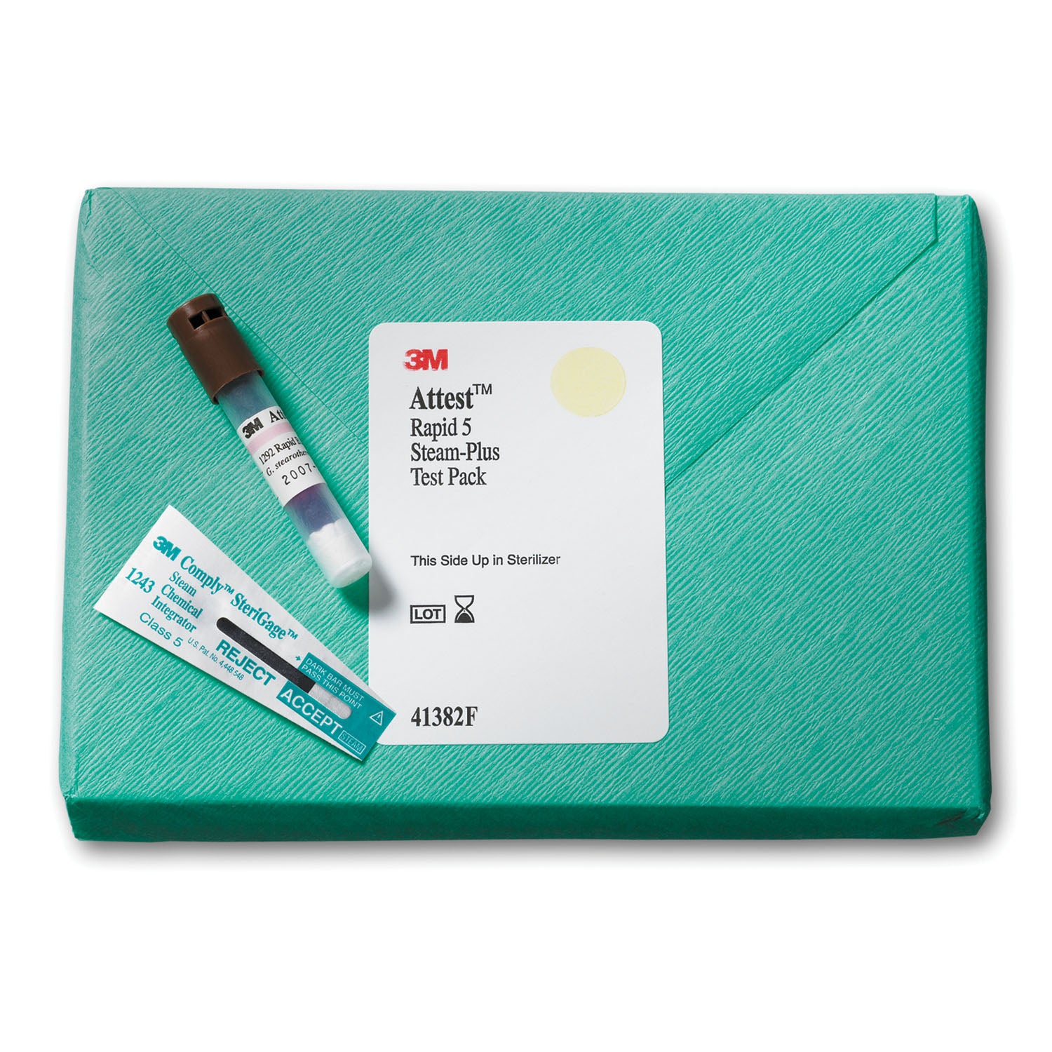 41382F - Solventum Corporation - Test Pack Includes: 16 Test Packs + 4 Controls, 3 Hr Readout, Brown Cap, Consists of 1292 BI + Comply™ (SteriGage™) Steam Chemical Integrator, 16/bx, 4 bx/cs (Continental US+HI Only)    , cs