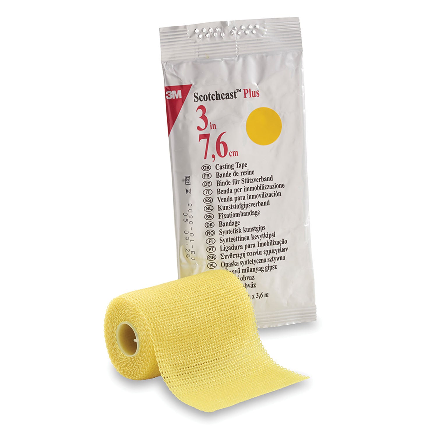 82003Y - Solventum Corporation - Cinta de yeso Plus, estándar, 3" x 4 yardas, amarilla, 10/caja (solo EE. UU. continental + HI), caja