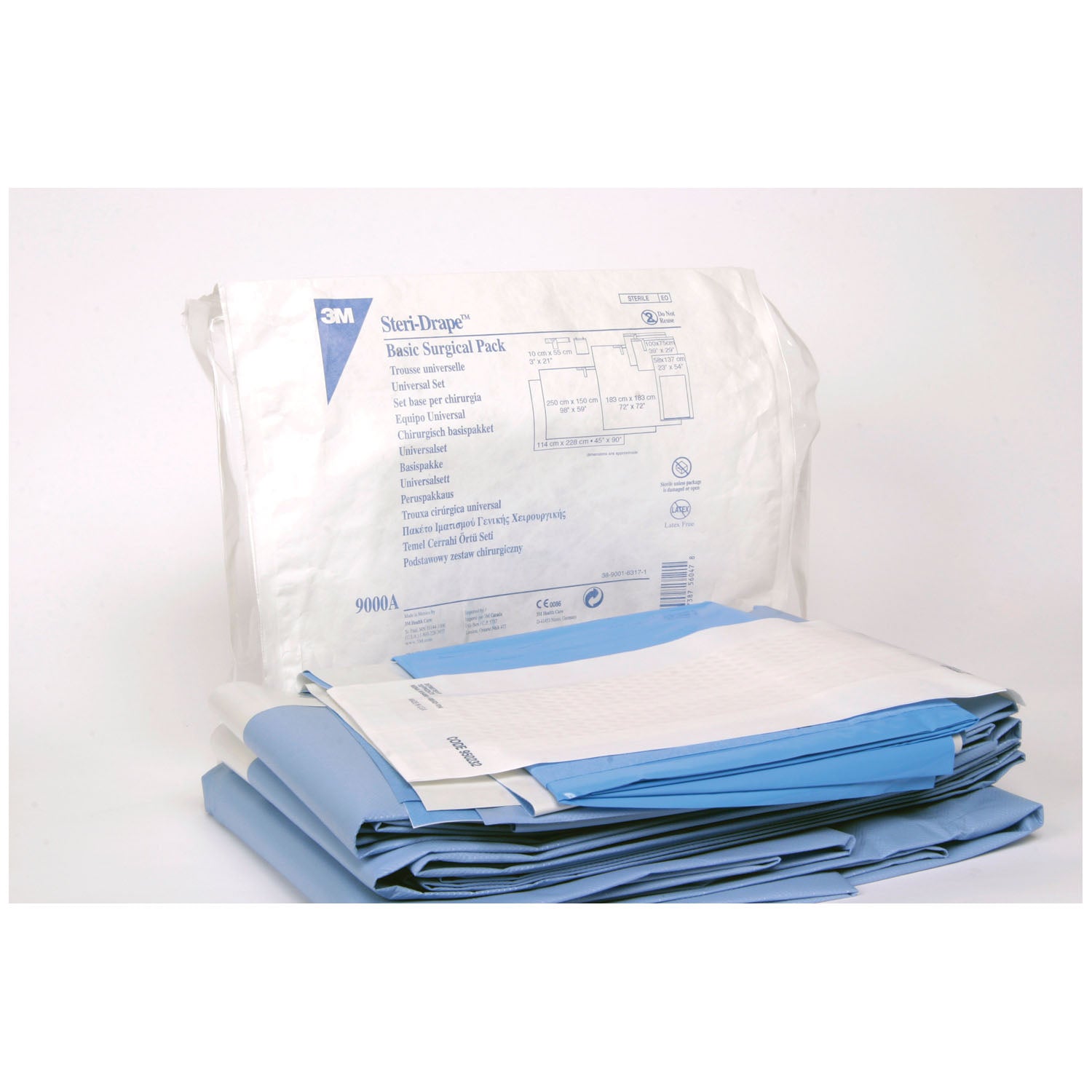 9000A - Solventum Corporation - Steri-Drape™ 基礎手術包：手術膠帶、手巾、梅奧手術台罩、粘性毛巾手術巾、中號和大號粘性手術巾、器械台罩，7 件/盒，2 盒/箱（僅限美國大陸和夏威夷），箱裝