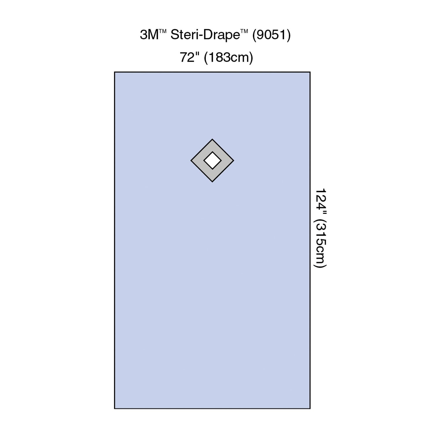 9051 - Solventum Corporation - Steri-Drape™ 甲狀腺手術敷料，72 英寸 x 124 英寸，吸收性不透水材料，菱形粘合開口，15 片/盒，2 盒/箱（僅限美國大陸和夏威夷），箱裝