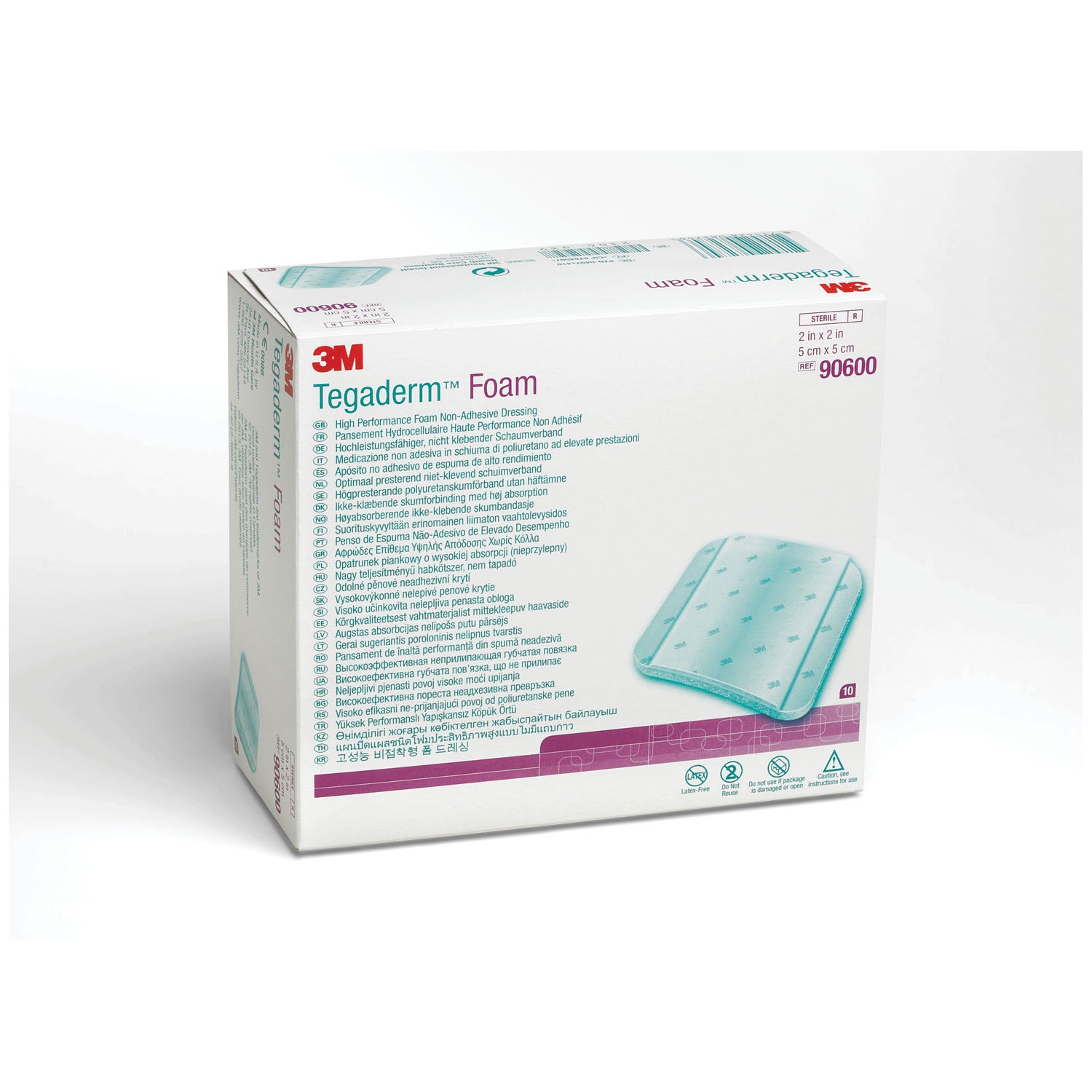 90600 - Solventum Corporation - Non-Adhesive Foam Dressing, 2" x 2", 10/bx, 4 bx/cs (Continental US+HI Only)    , cs
