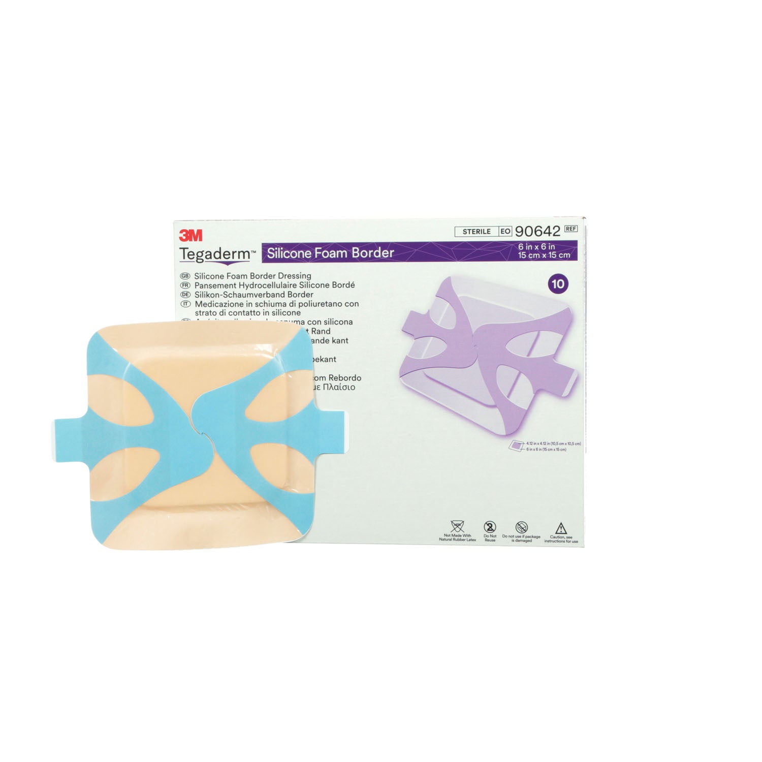 90642 - Solventum Corporation - Foam Border Dressing, 6" x 6", 10/bx, 4 bx/cs (70 cs/plt) (Continental US+HI Only) (Item is Short-Dated; Non-Returnable)    , cs