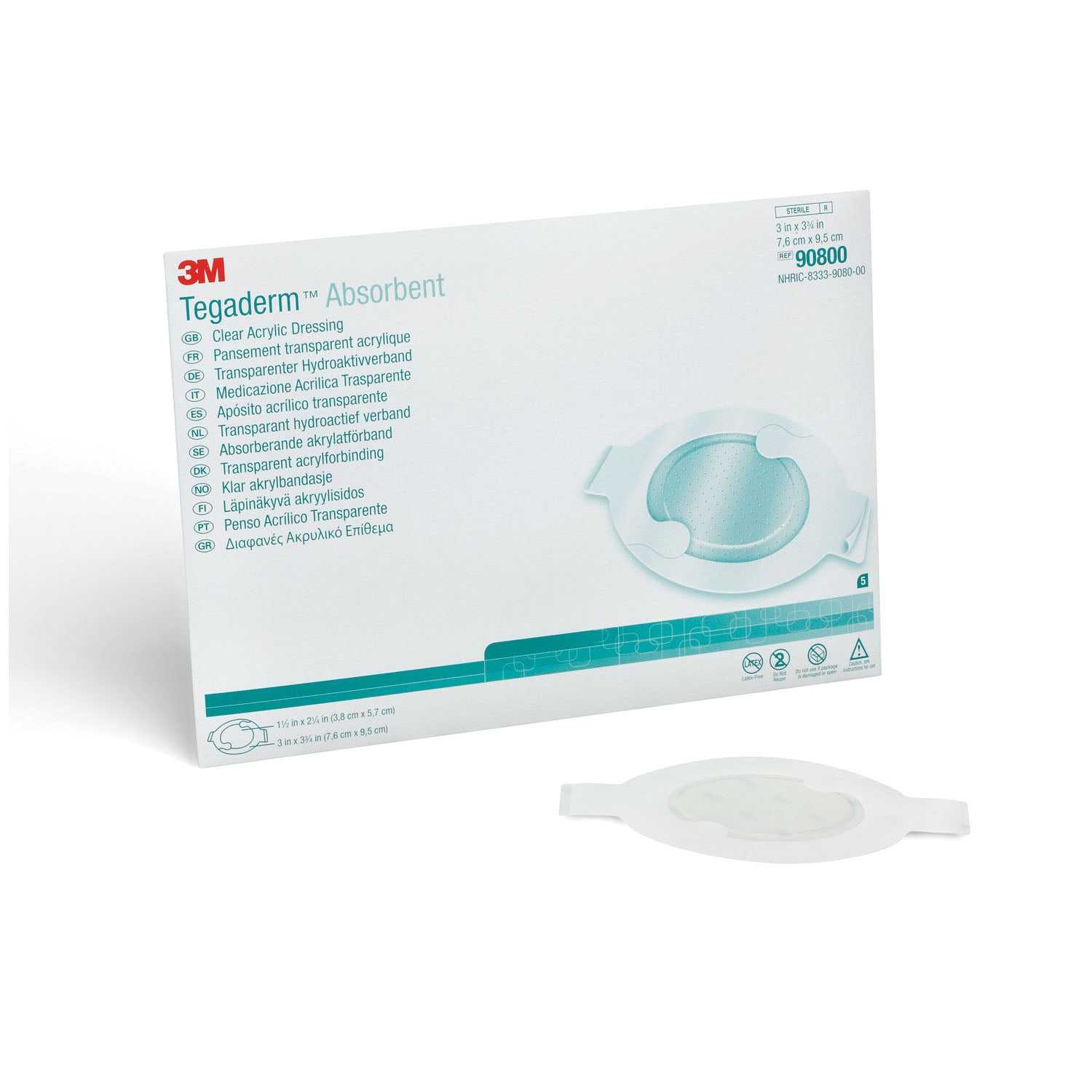 90800 - Solventum Corporation - 敷料，小橢圓形，墊片尺寸 1½ 英寸 x 2¼ 英寸，整體尺寸 3 英寸 x 3¾ 英寸，10 片/盒，4 盒/箱（僅限美國大陸及夏威夷），箱裝