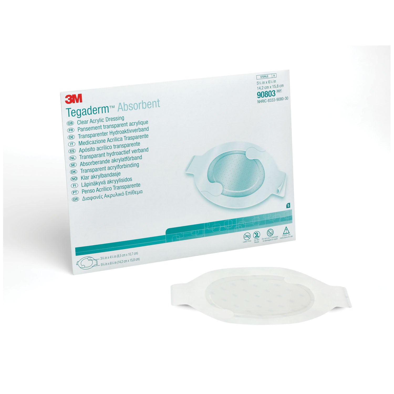 90803 - Solventum Corporation - Apósito ovalado grande, tamaño de almohadilla: 3,4" x 4¼", tamaño total: 5,6" x 6¼", 10/caja, 4 cajas/caja (solo EE. UU. continental + HI), caja