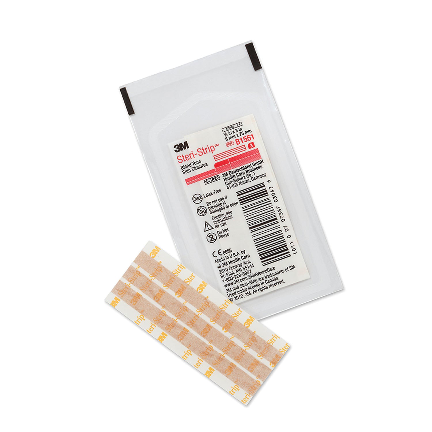 B1551 - Solventum Corporation - 混合色調皮膚閉合膜，¼英寸 x 3英寸，3條/包，50包/盒，4盒/箱（僅限美國大陸和夏威夷），箱