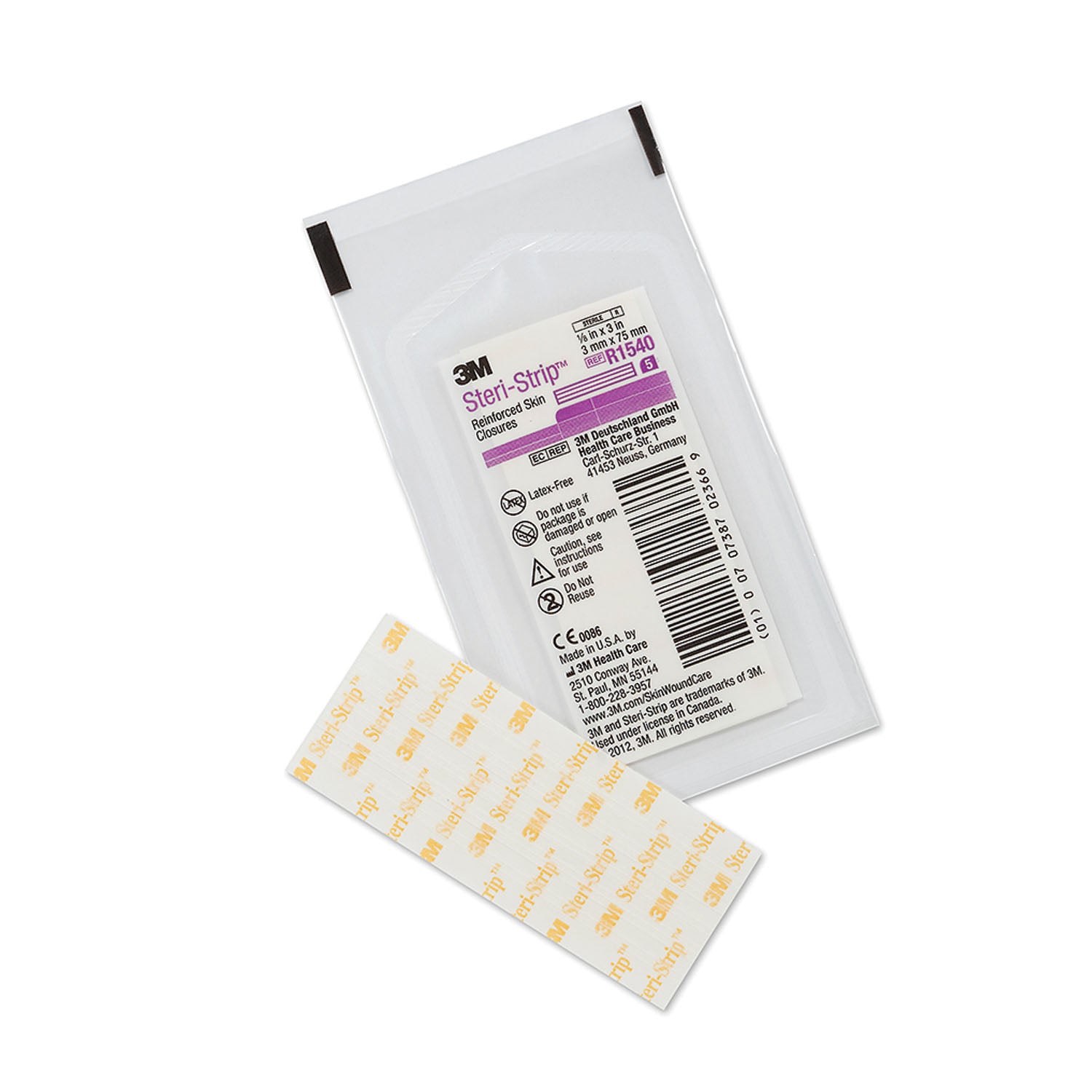 R1540 - Solventum Corporation - 加強型皮膚縫合條，1/8" x 3"，5 條/袋，50 袋/盒，4 盒/箱（僅限美國本土及夏威夷），箱裝