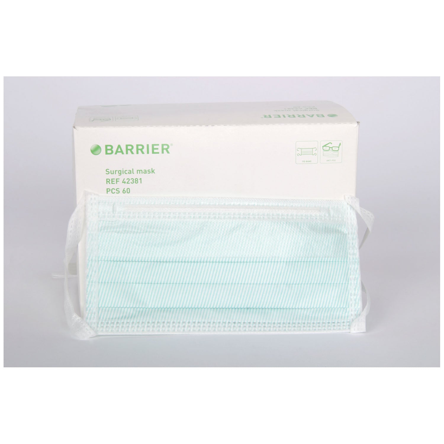 42391 - Molnlycke Health Care US, LLC - Face Mask, Green, 60/bx, 10 bx/cs    , cs