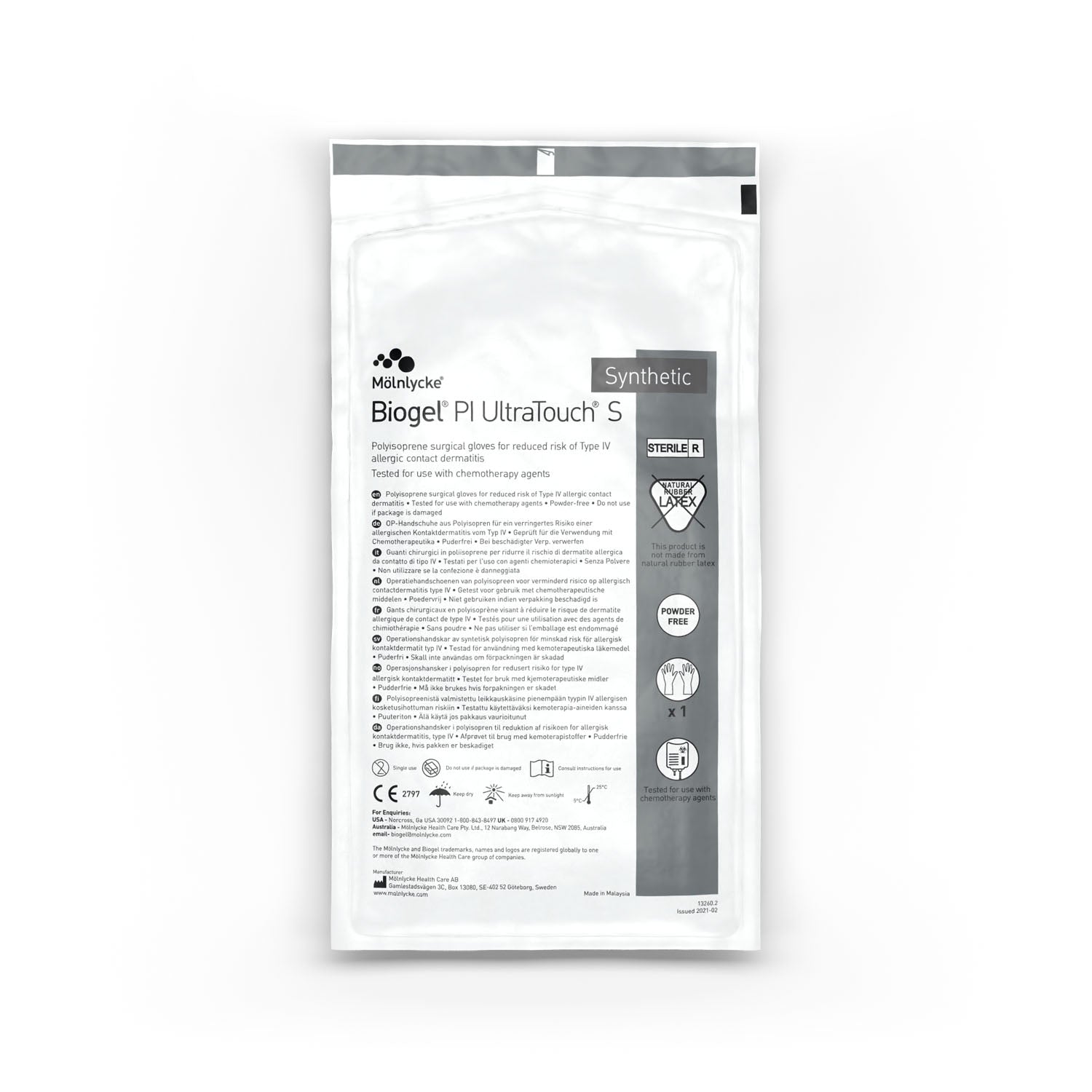 45560 - Molnlycke Health Care US, LLC - Guante de poliisopreno, sin polvo, antideslizante, puño con reborde, talla 6, 50 pares/caja, 4 cajas/caja (solo EE. UU.), caja