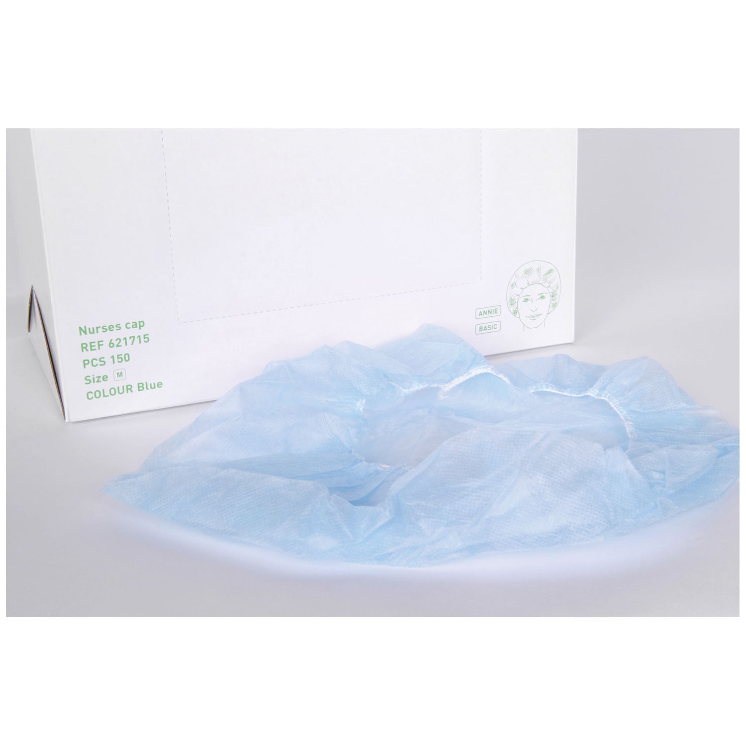 621715 - Molnlycke Health Care US, LLC - Sheer Bouffant Nurses Cap, Elastic, Basic, Blue, 150/bx, 4 bx/cs (24 cs/plt) (US Only)    , cs