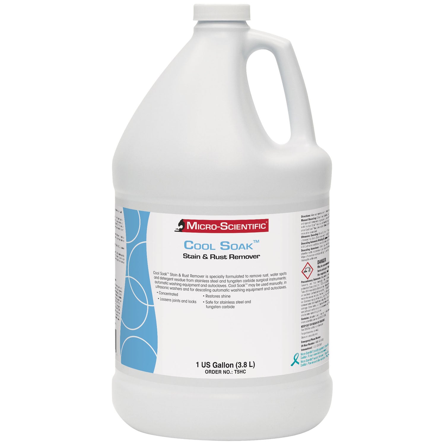 T5HC - Micro-Scientific, USA - Cool Soak Stain & Rust Remover, Gallon, 4/cs (36 cs/plt) (HAZMAT Fees Apply, cannot ship via Air or to AK, GU, HI, MP, PR, VI)  REQUIRES HAZMAT SHIPMENT , cs