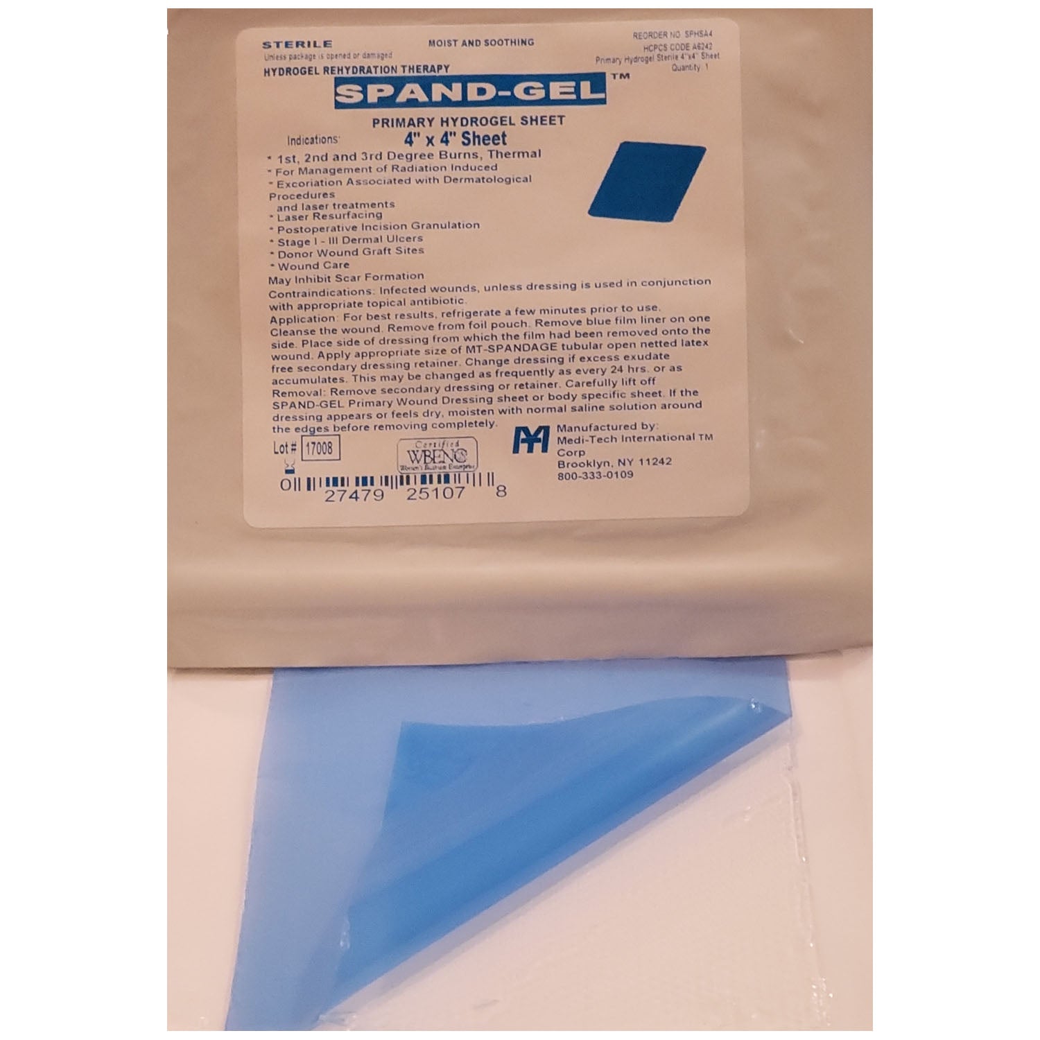 SPHSA4 - MarketLab, Inc. - Spand-Gel™ Hydrogel Dressing Sheet, Sterile, 4"x4", 30/cs (To Be DISCONTINUED)    , cs