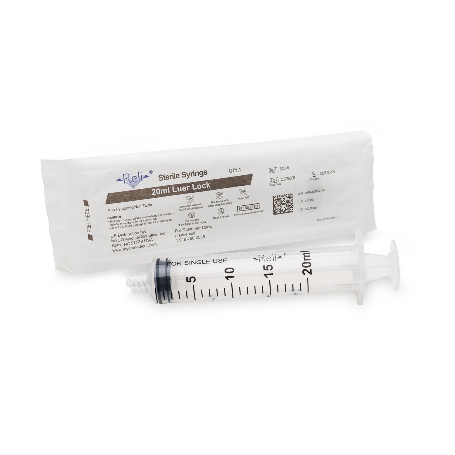 S20ML - Myco Medical - Syringe Only, 20mL, Luer Lock, 50/bx (US Only)    , bx