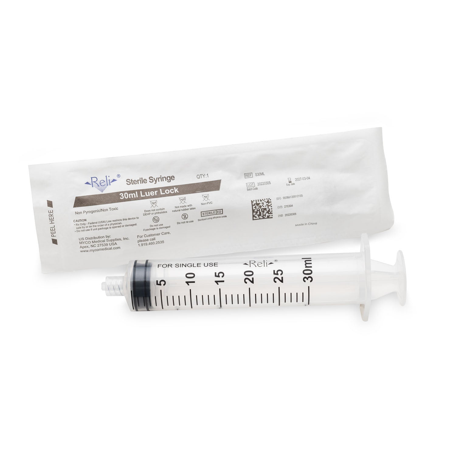 S30ML - Myco Medical - Syringe Only, 30mL, Luer Lock, 40/bx (US Only)    , bx