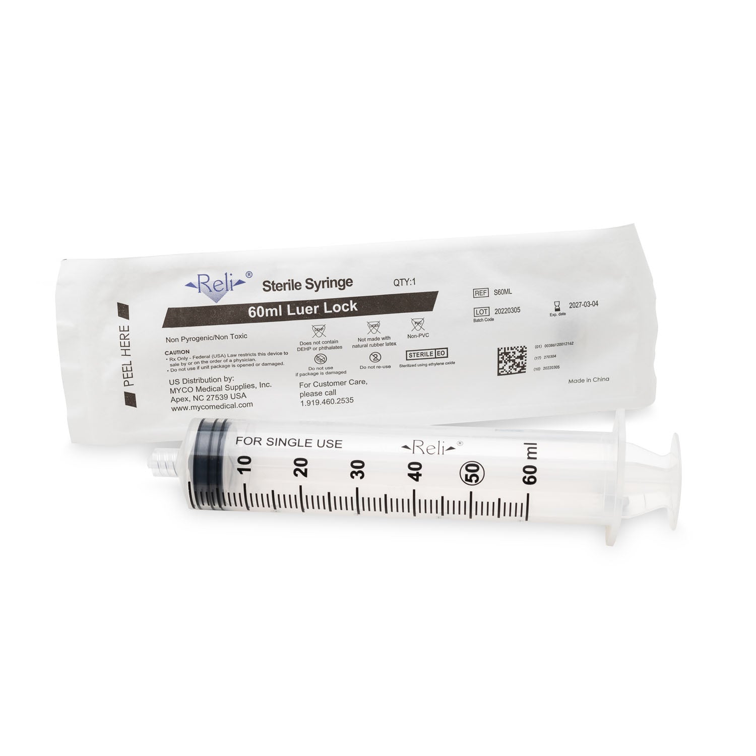 S60ML - Myco Medical - Syringe Only, 60mL, Luer Lock, 30/bx (US Only)    , bx