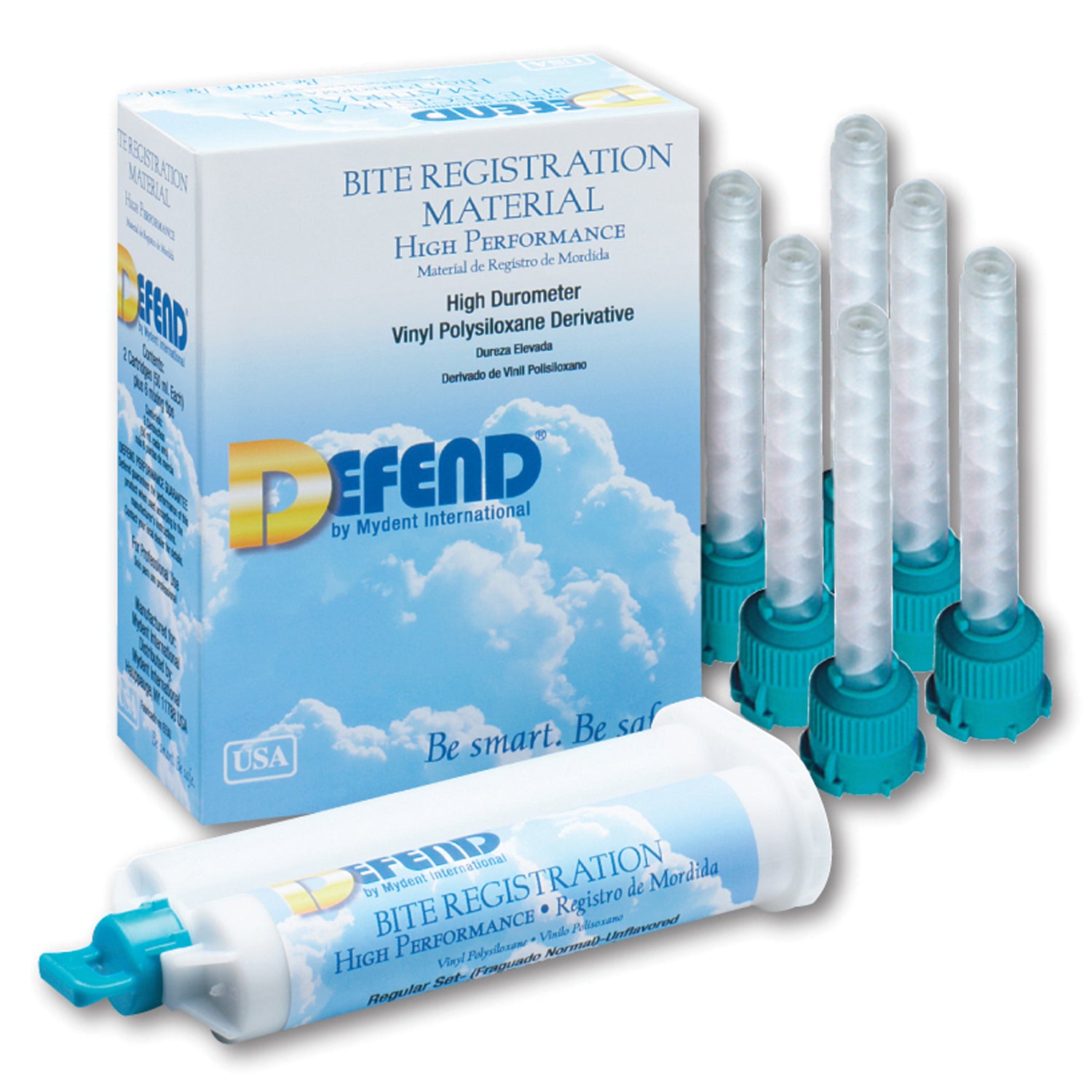 BR-9001 - Mydent - 咬合記錄儀，常規套裝，無味。 2 x 50 毫升藥筒 + 6 個藍綠色混合頭/包，20 包/箱，箱裝