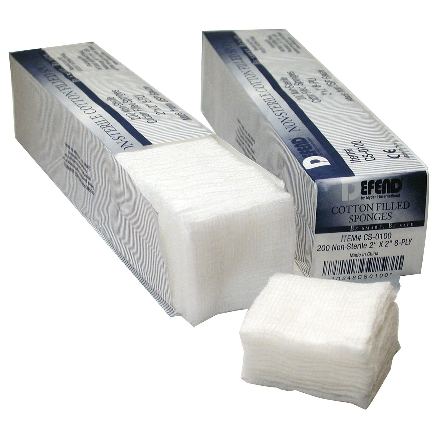 CS-0100 - Mydent - 棉填充海綿，2英寸 x 2英寸，8層，非無菌。 5000片/箱，每箱