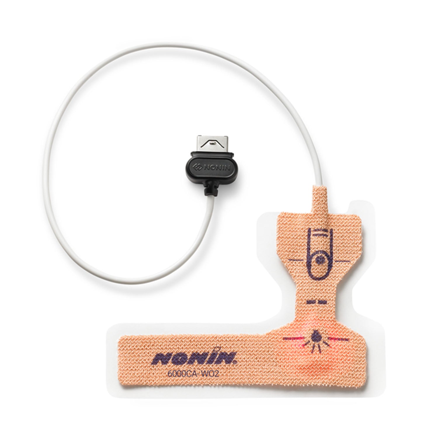 7426-001 - Nonin Medical, Inc. - 布質血氧飽和度感測器，一次性，成人款，6000CA（1米），24/盒（僅限美國大陸地區，包括阿拉斯加和夏威夷），盒裝