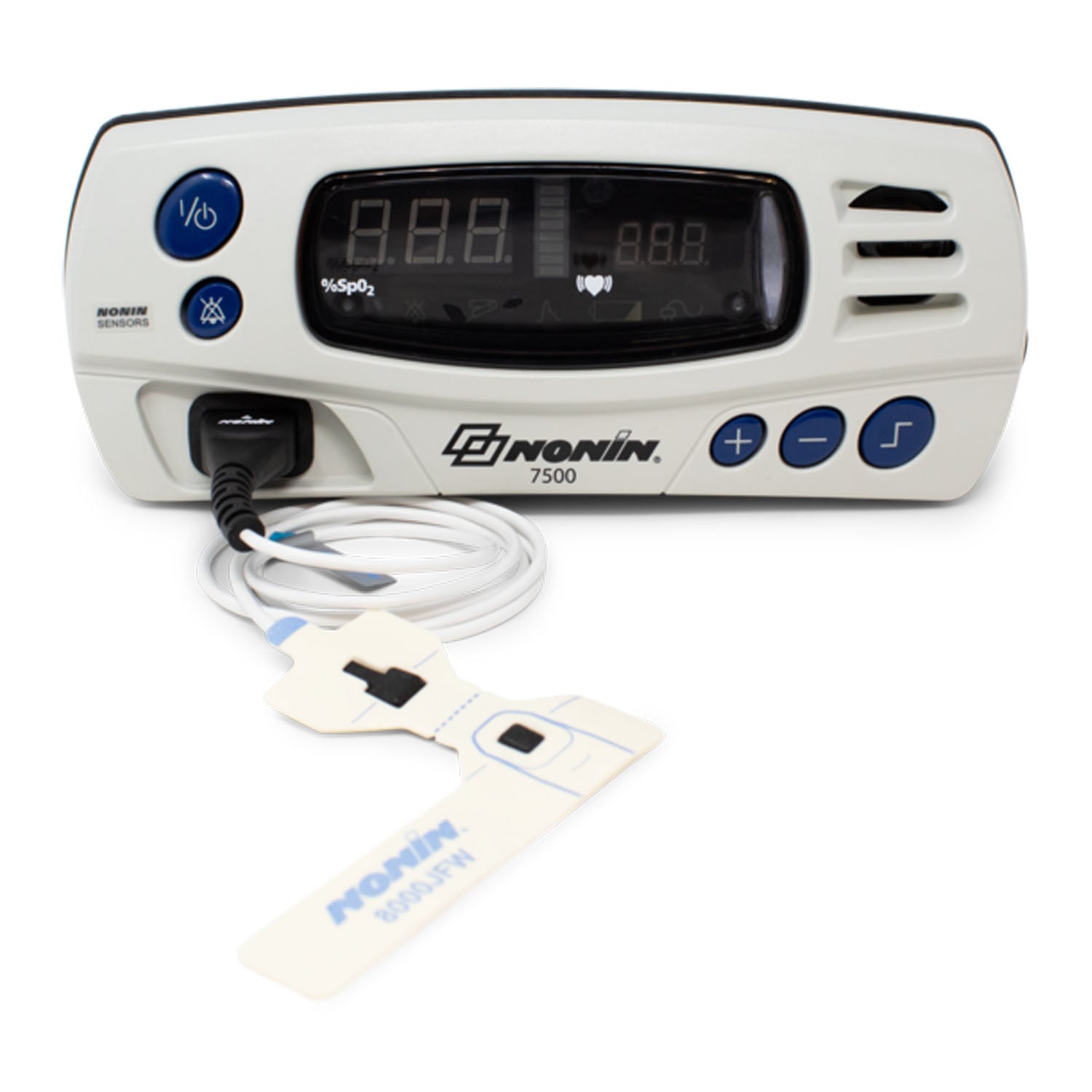 7500-0801 - Nonin Medical, Inc. - Includes: (1) 8000J Adult Flex Reusable SpO2 Sensor (1 meter), with (25) 8000JFW FlexiWraps®, (1) Power Supply, (1) Power Cord-US, (1) 7500B Battery Pack (located inside back cover), (1) 7500 Operator's Manual on CD-ROM