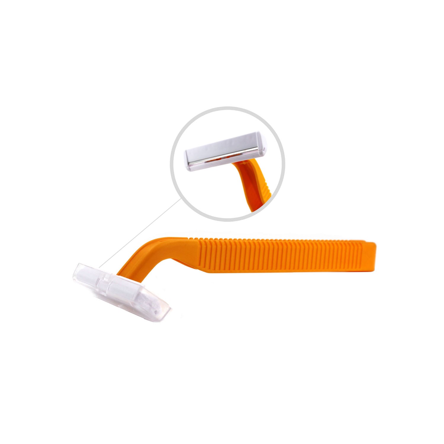 RAZ1 - New World Imports - Maquinilla de afeitar de una sola hoja, acero inoxidable, tapa de seguridad transparente extraíble, mango naranja de una pieza, 100/caja, 10 cajas/caja