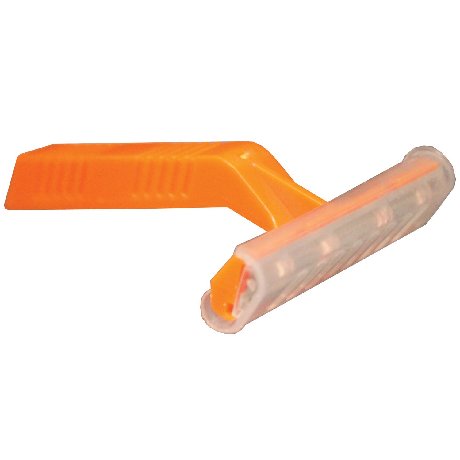 SBSHR - Importaciones del Nuevo Mundo - Navaja de afeitar de una sola hoja, mango corto, color naranja con funda transparente, 2,625" de largo, 100 unidades por caja, 10 unidades por caja