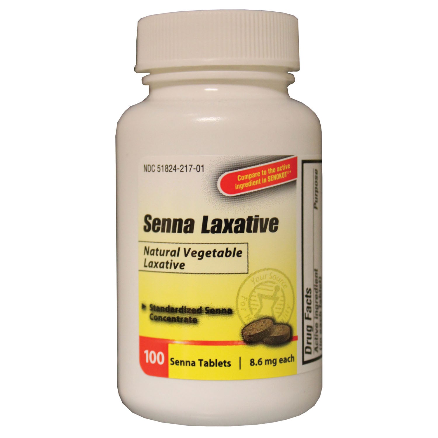 SEN100 - New World Imports - Senna Tablets, 8.6mg, Compared to the Active Ingredient of Senokot® Tablets, 100/btl, 24 btl/cs (Not Available for sale into Canada)    , cs