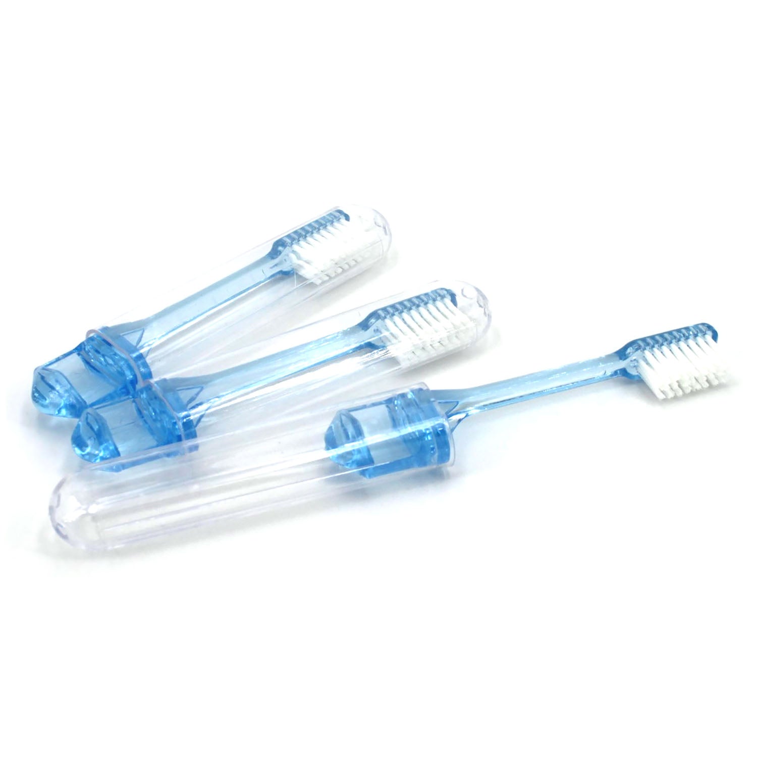 TBTRAVEL - New World Imports - 2-Piece Travel Toothbrush, Freshmint, 4.5" Long Closed, 6.81" Assembled, Individually Wrapped, Blue/ Clear, 100/bx, 10 bx/cs    , cs