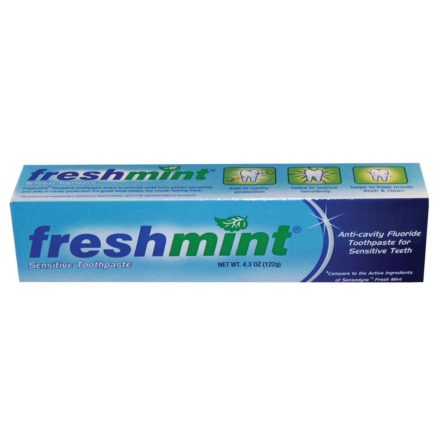 TPS43 - New World Imports - Sensitive Toothpaste, Freshmint, 4.3 oz, Individual Box, Compares to the Performance of  Sensodyne® Fresh Mint Toothpaste, 24/cs (Not Available for sale into Canada)    , cs