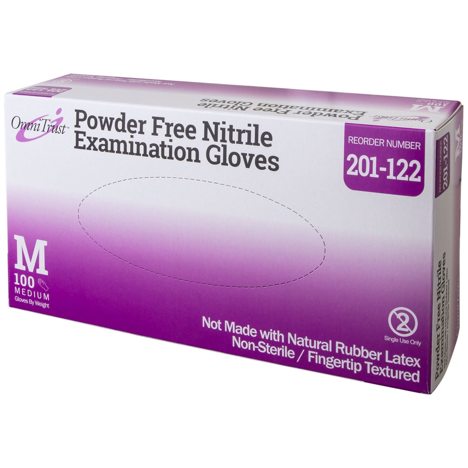 201-122 - Omni International Corp. - Exam Glove, Nitrile, Medium, Textured Fingers, Blue, Powder Free (PF), 100/bx, 10 bx/cs (80 cs/plt) (See additional pricing for drop ship orders less than 1,000 cs)    , cs