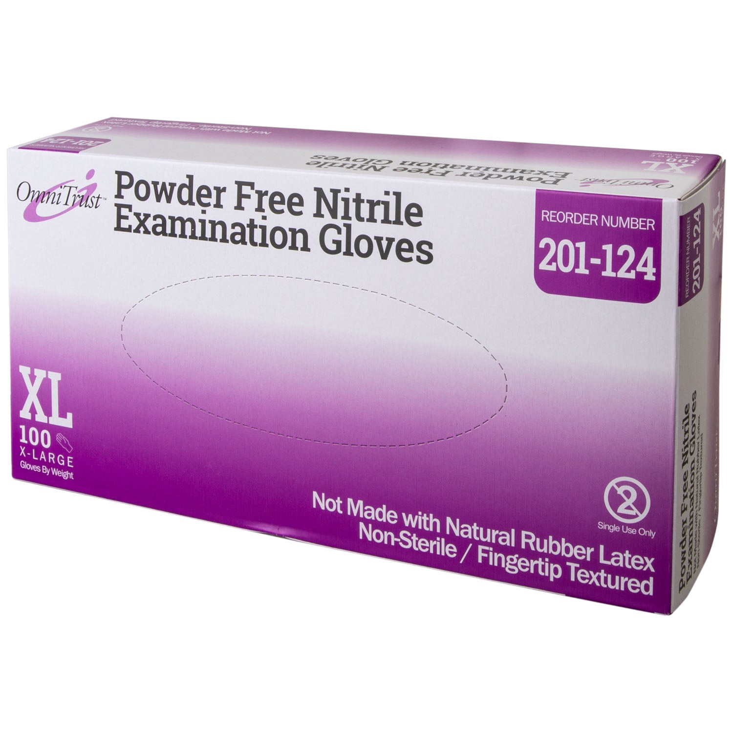 201-124 - Omni International Corp. - Exam Glove, Nitrile, X-Large, Textured Fingers, Blue, Powder Free (PF), 100/bx, 10 bx/cs (80 cs/plt) (See additional pricing for drop ship orders less than 1,000 cs)    , cs