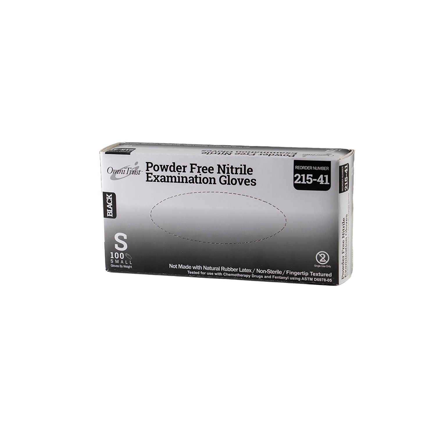 215-41 - Omni International Corp. - Exam Glove, Nitrile, 5.0g, Small, Power Free (PF), Black, 100/bx, 10bx/cs (See additional pricing for drop ship orders less than 1,000 cs)    , cs