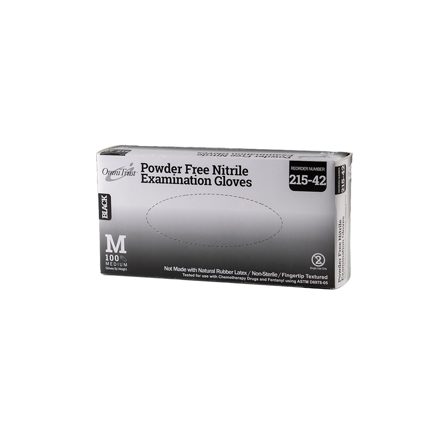 215-42 - Omni International Corp. - Exam Glove, Nitrile, 5.0g, Medium, Power Free (PF), Black, 100/bx, 10bx/cs (See additional pricing for drop ship orders less than 1,000 cs)    , cs