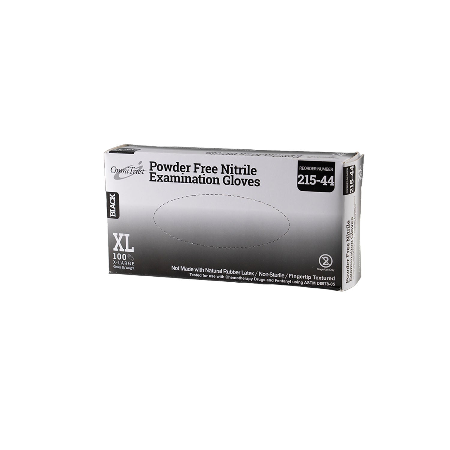 215-44 - Omni International Corp. - Exam Glove, Nitrile, 5.0g, X-Large, Power Free (PF), Black, 100/bx, 10bx/cs (See additional pricing for drop ship orders less than 1,000 cs)    , cs