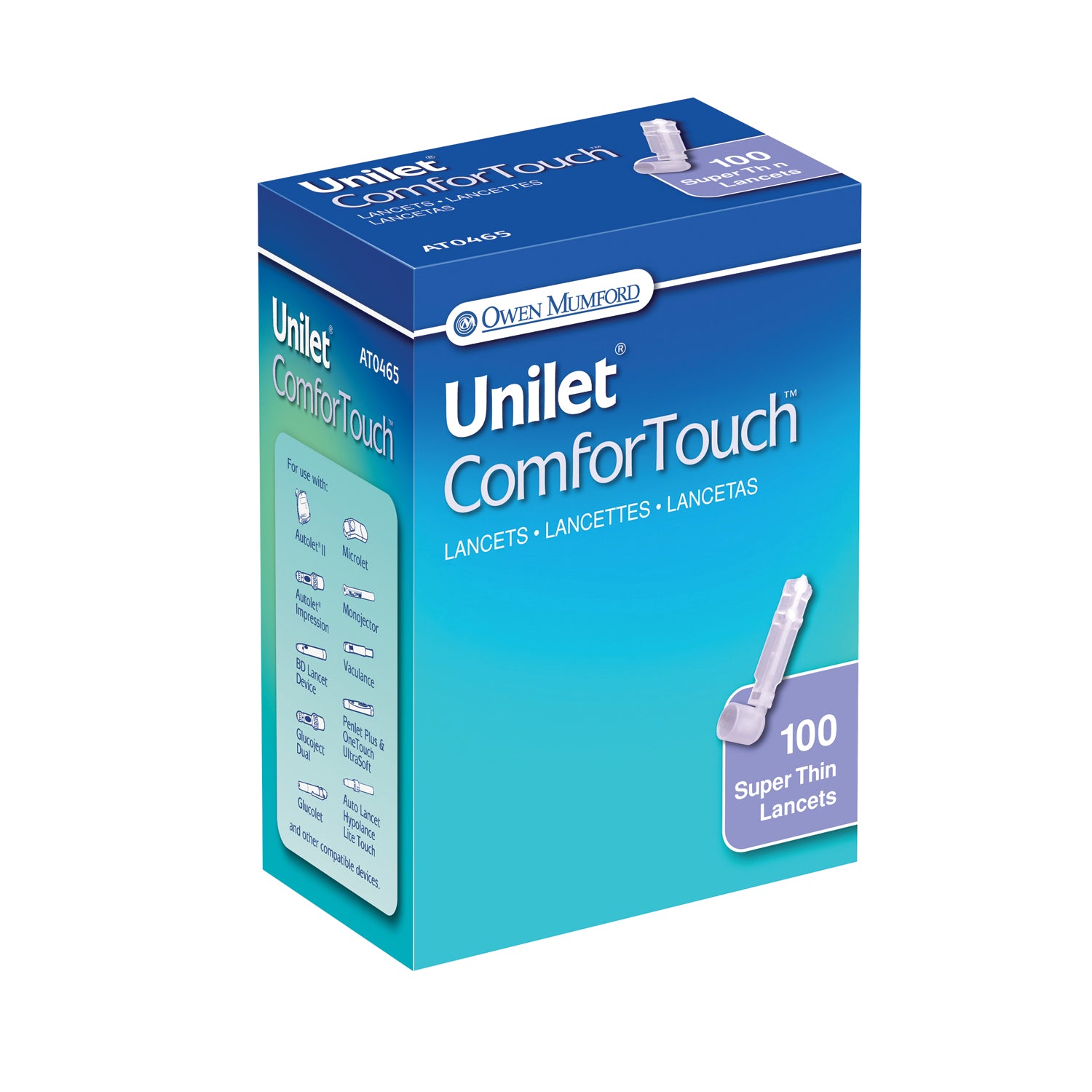 AT0465 - Owen Mumford - Unilet ComforTouch 採血針，超薄，30G，紫色，100支/盒（僅限美國和加拿大），盒