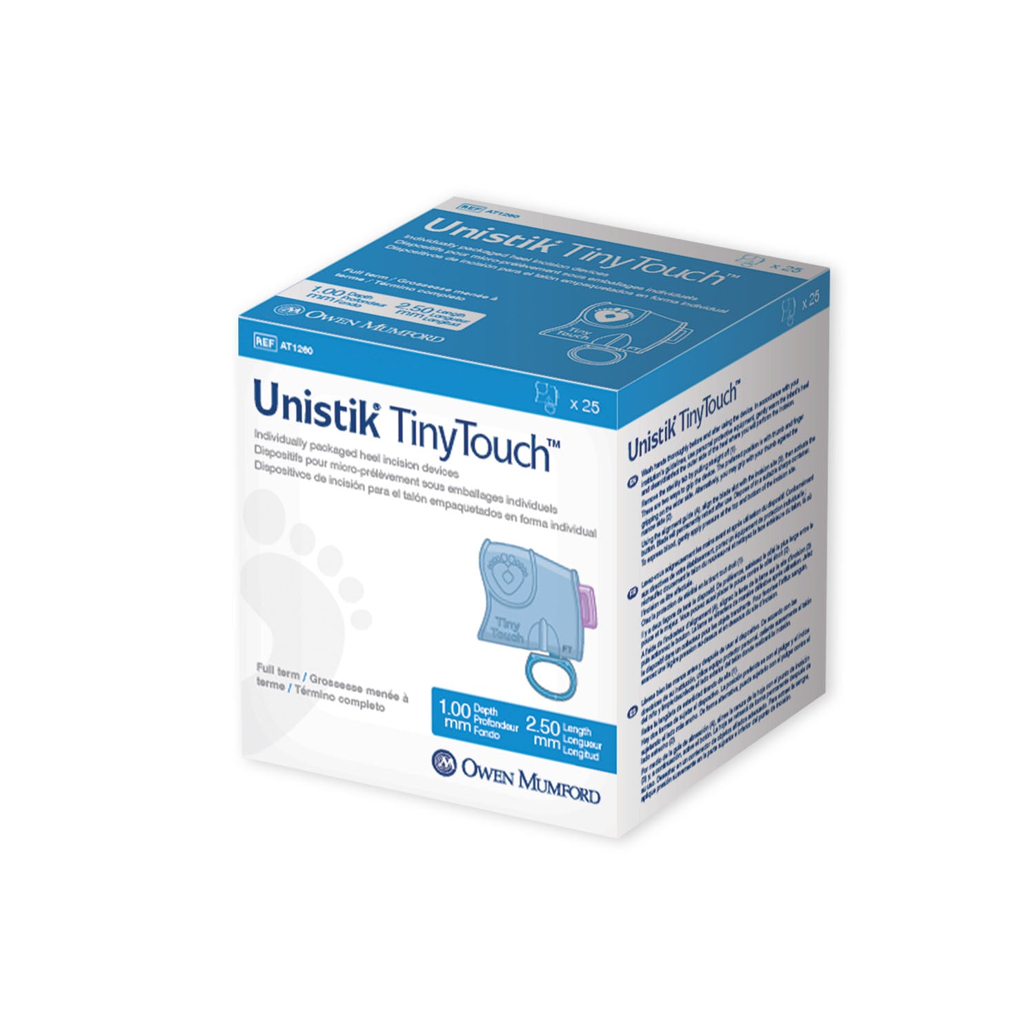 AT1250 - Owen Mumford - Incision Device, 1.0 mm x 2.5mm, Full Term, Single Use, 50/bx (US & Canada Only)    , bx