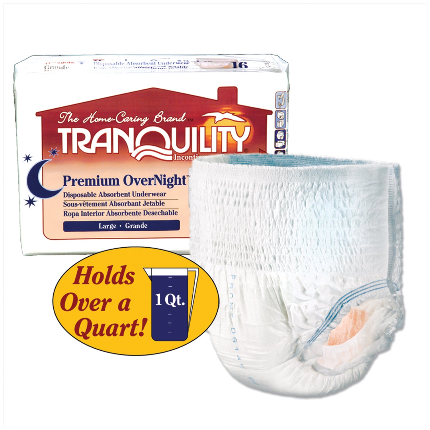 2116 - Principle Business Enterprises - Underwear, Large Overnight DAU, 44"-54", 170-210 lbs, Capacityi 34.0 fl oz, 16/pk, 4 pk/cs (30 cs/plt) (US Only)    , cs