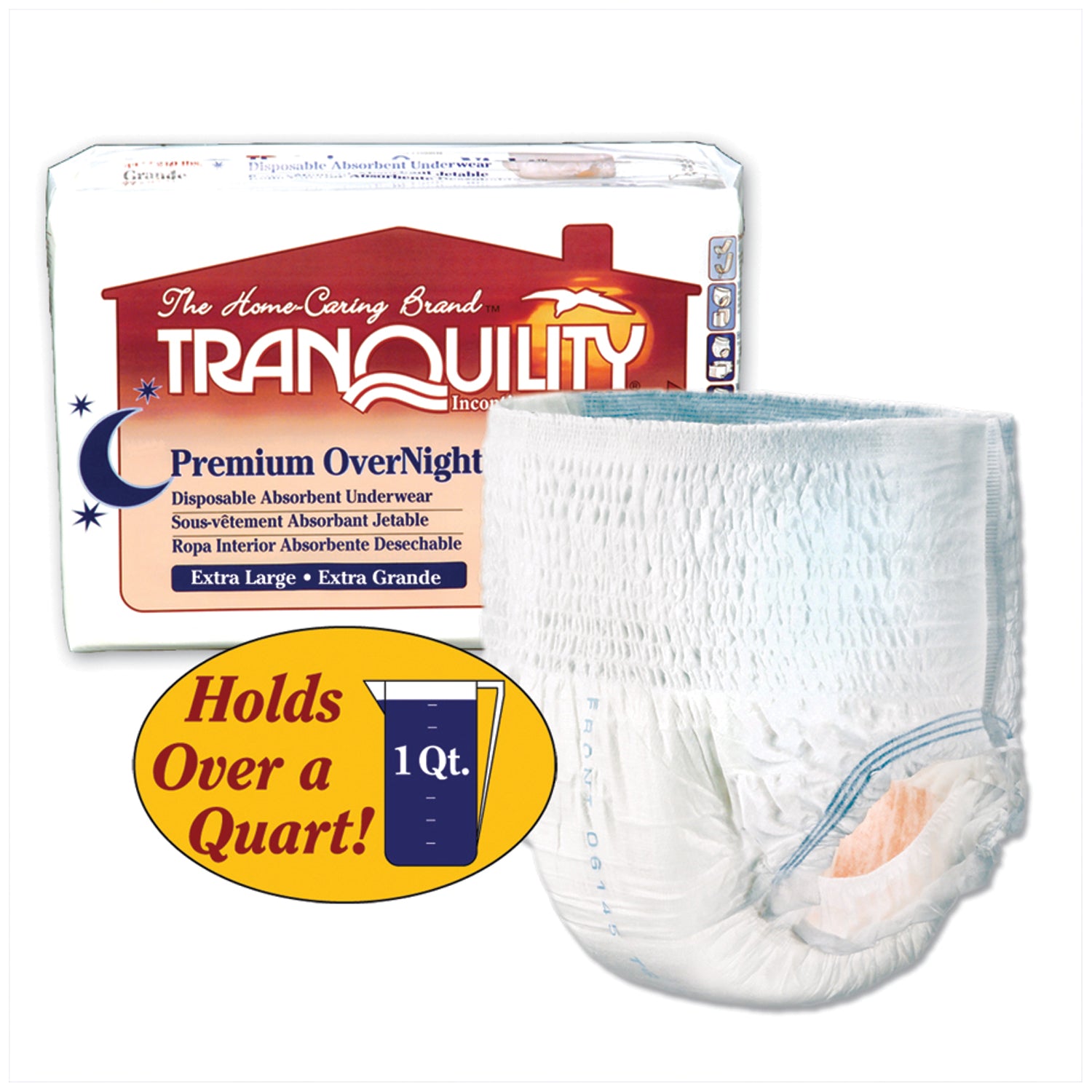 2117 - Principle Business Enterprises - Underwear, X-Large Overnight DAU, 48"-66", 210-250 lbs, Capacity 34.0 fl oz, 14/pk, 4 pk/cs (24 cs/plt) (US Only)    , cs
