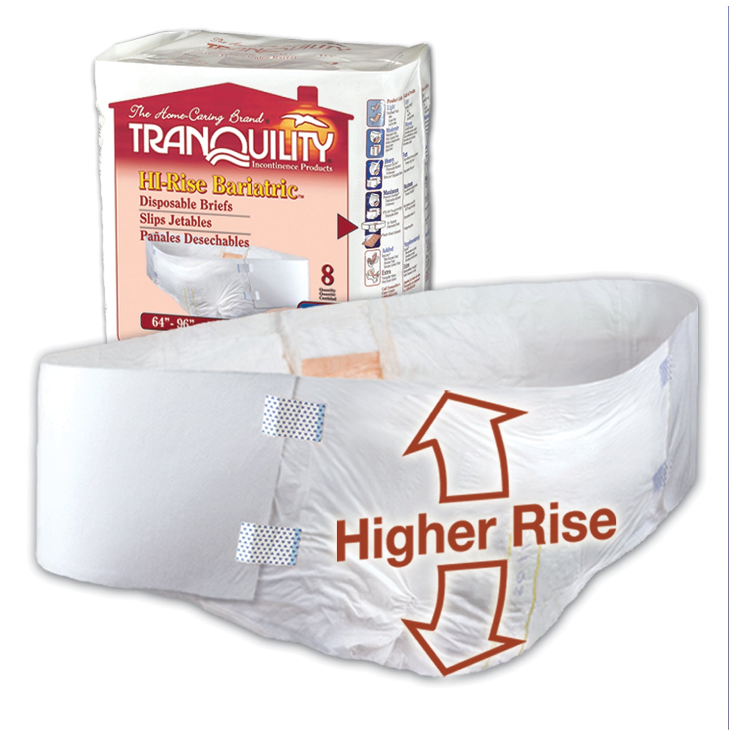 2192 - Principle Business Enterprises - HI-Rise Bariatric Brief, 64" to 96", Capacity 34 fl oz, 8/bg, 4 bg/cs (42 cs/plt) (US Only)     , cs