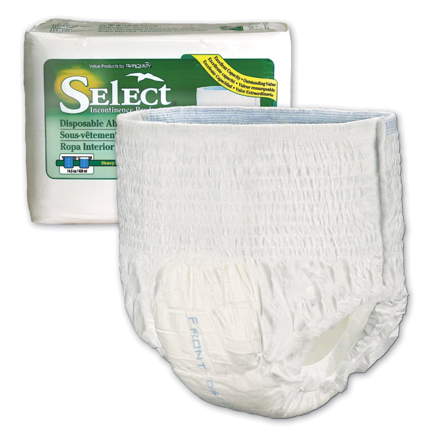 2603 - Principle Business Enterprises - Ropa interior, talla extra pequeña, DAU selecta, 17"-28", 65-85 lbs, capacidad 14.5 fl oz, 24/bolsa, 4 bolsas/caja (solo EE. UU.), caja