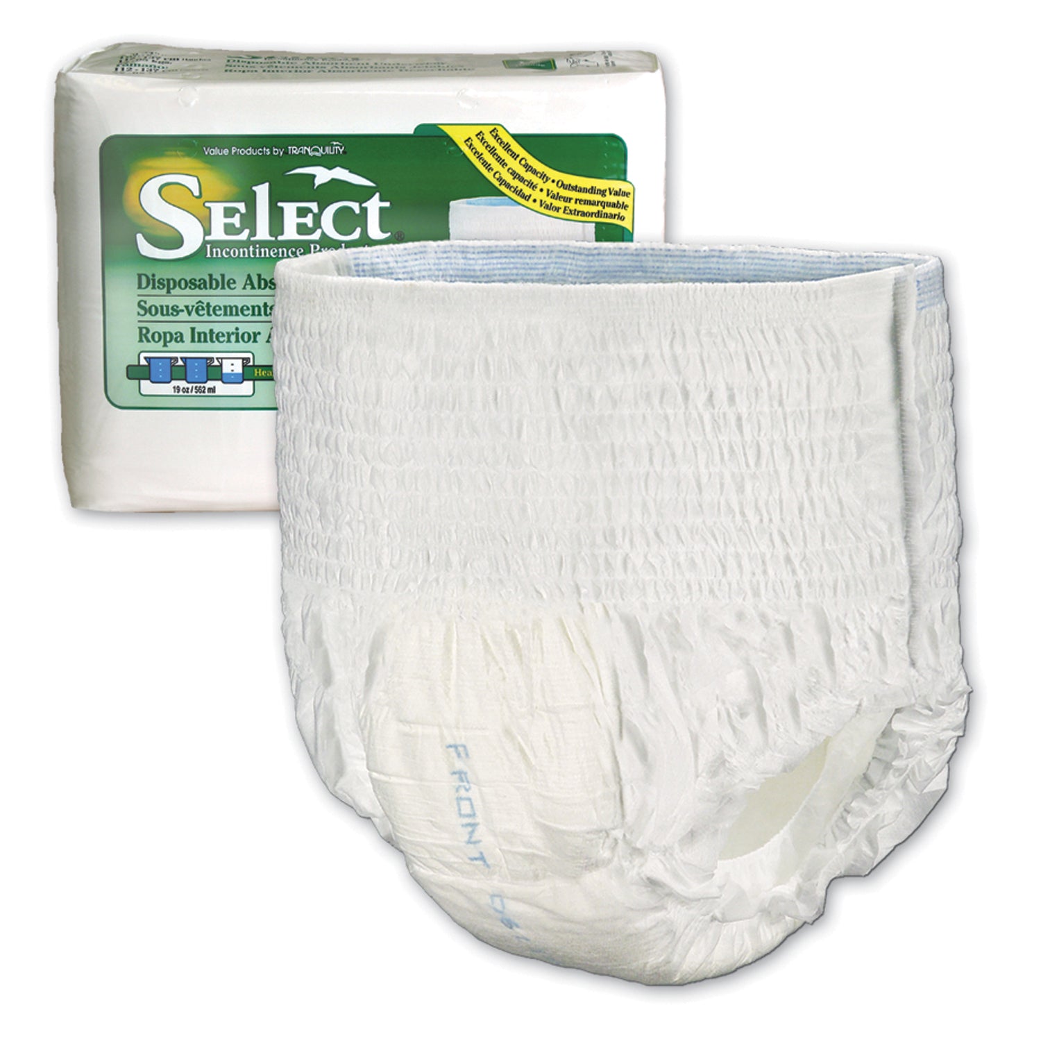 2607 - Principle Business Enterprises - Underwear, X-Large Select DAU, 48"-66", 210-250 lbs, Capacity 19.0 fl oz, 14/bg, 4bg/cs (US Only)    , cs